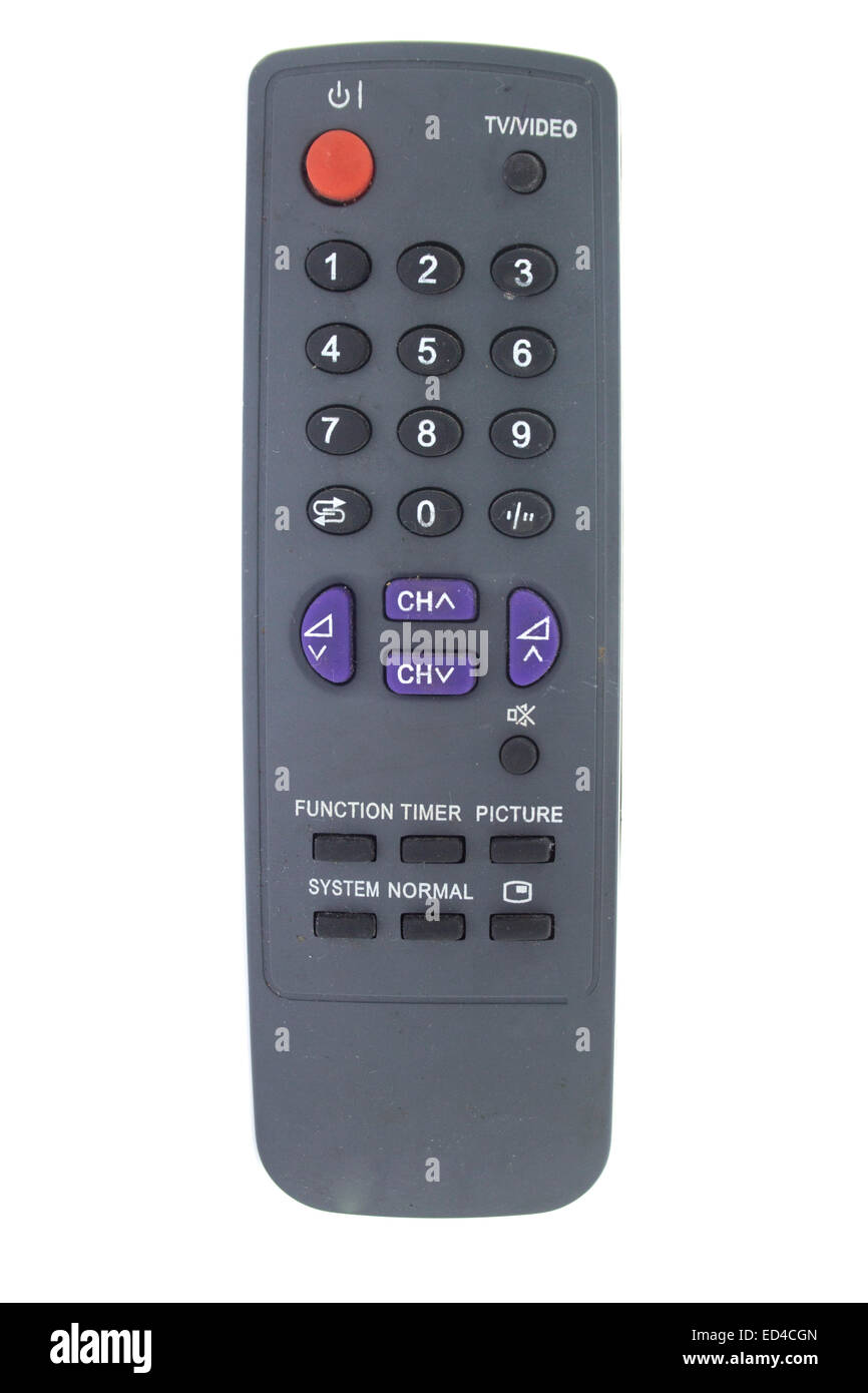 Old Dirty remote console isolati su sfondo bianco Foto Stock