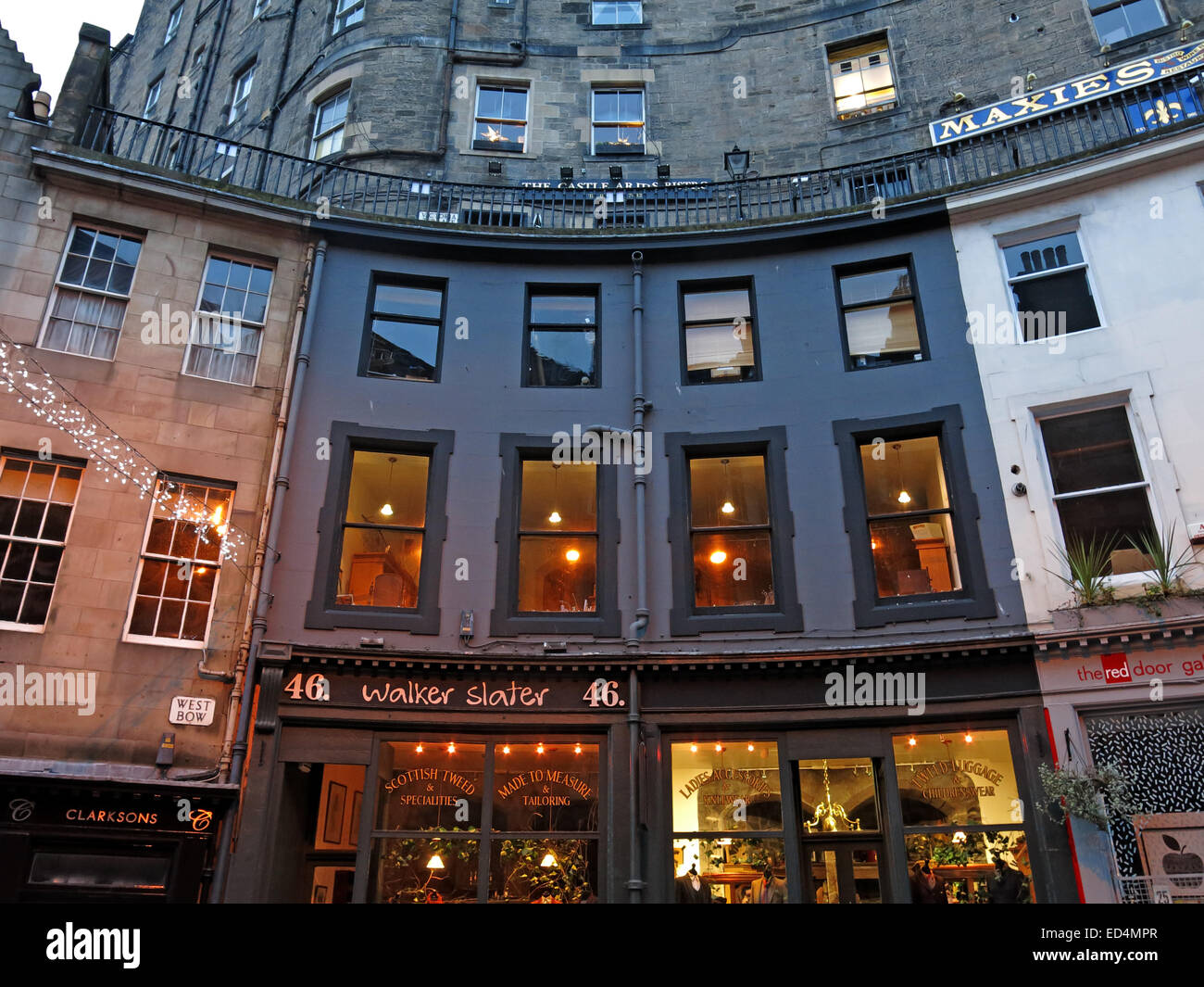 Edinburgh's Historic Victoria St, centro città, Lothian, Scozia, Regno Unito Foto Stock