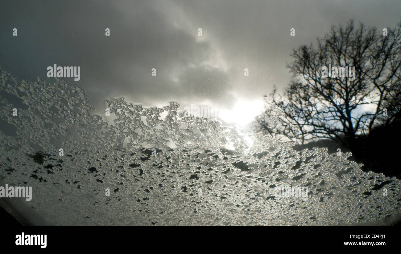 Carmarthenshire, Wales, Regno Unito. Il 27 dicembre 2014. Un giorno di nevischio docce, cieli bui si alterna con periodiche luminose magie di fresco freddo inverno in Carmarthenshire, Wales UK . Credito: Kathy deWitt/Alamy Live News Foto Stock