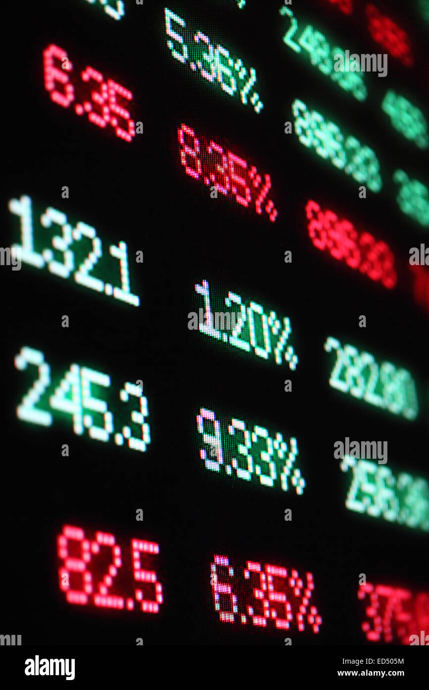 Stock Market Crash sell off rosso i numeri delle finanze Foto Stock