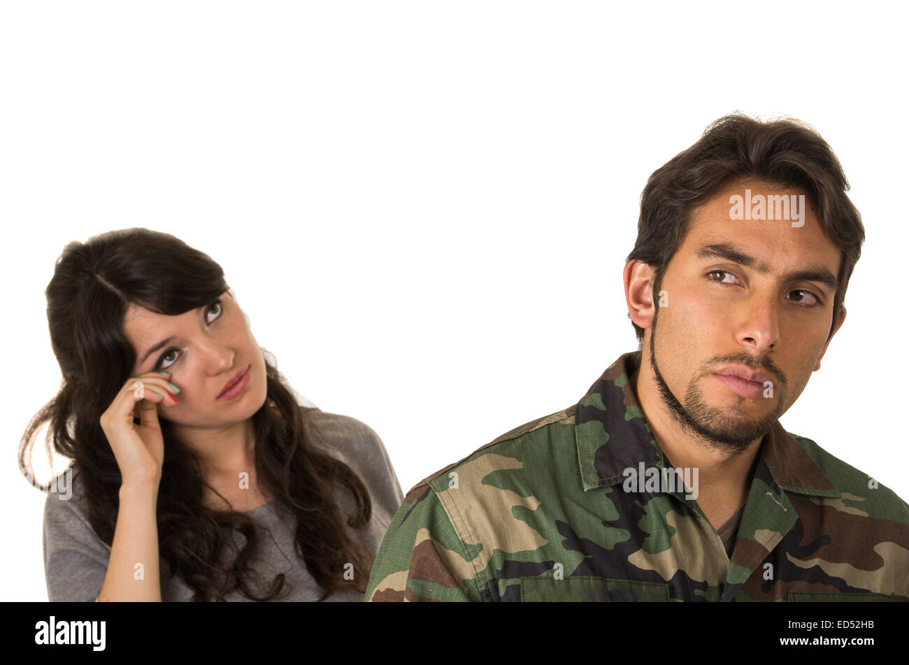 Moglie di militare di piangere addio Foto Stock