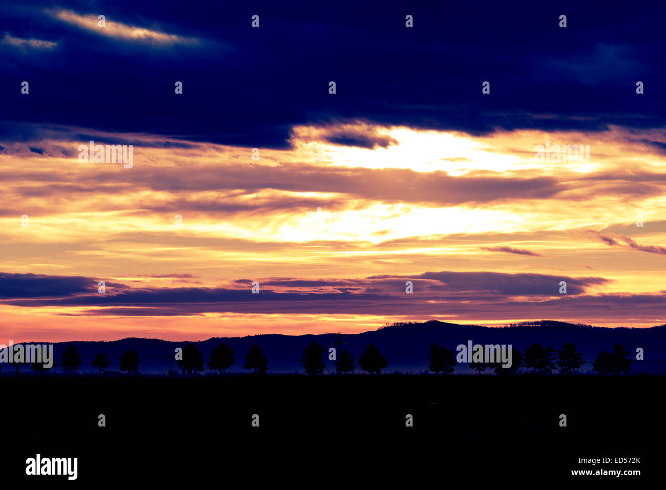 Vintage foto del tramonto in inverno Sky Foto Stock