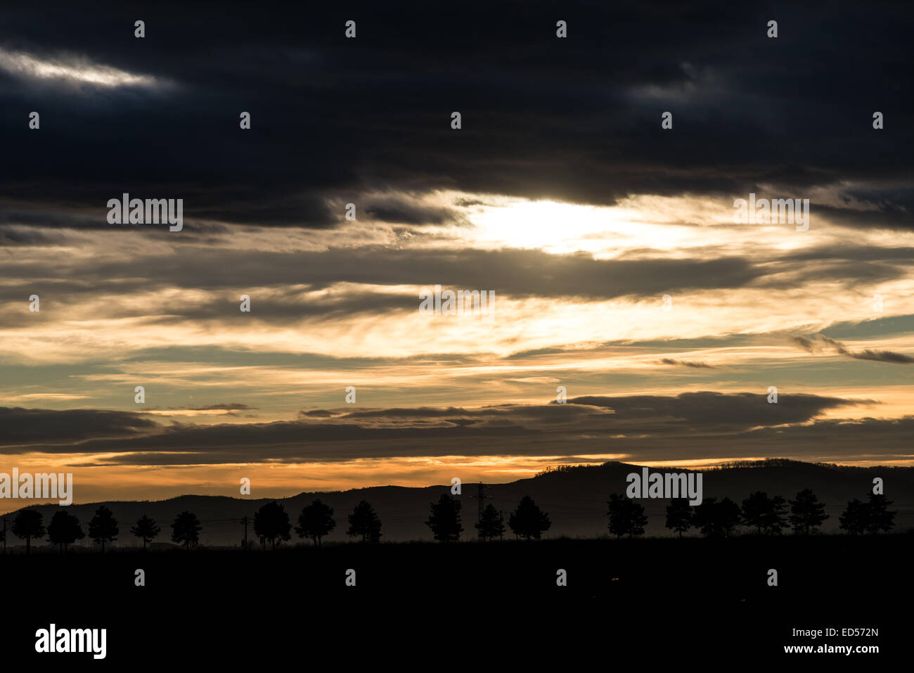 Vintage foto del tramonto in inverno Sky Foto Stock