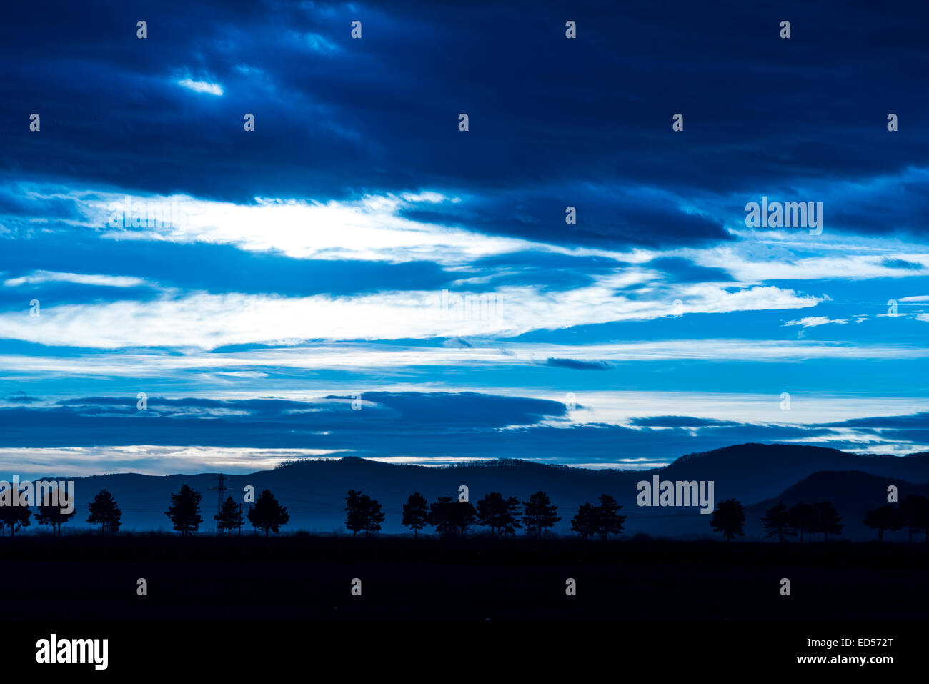 Vintage foto del tramonto in inverno Sky Foto Stock