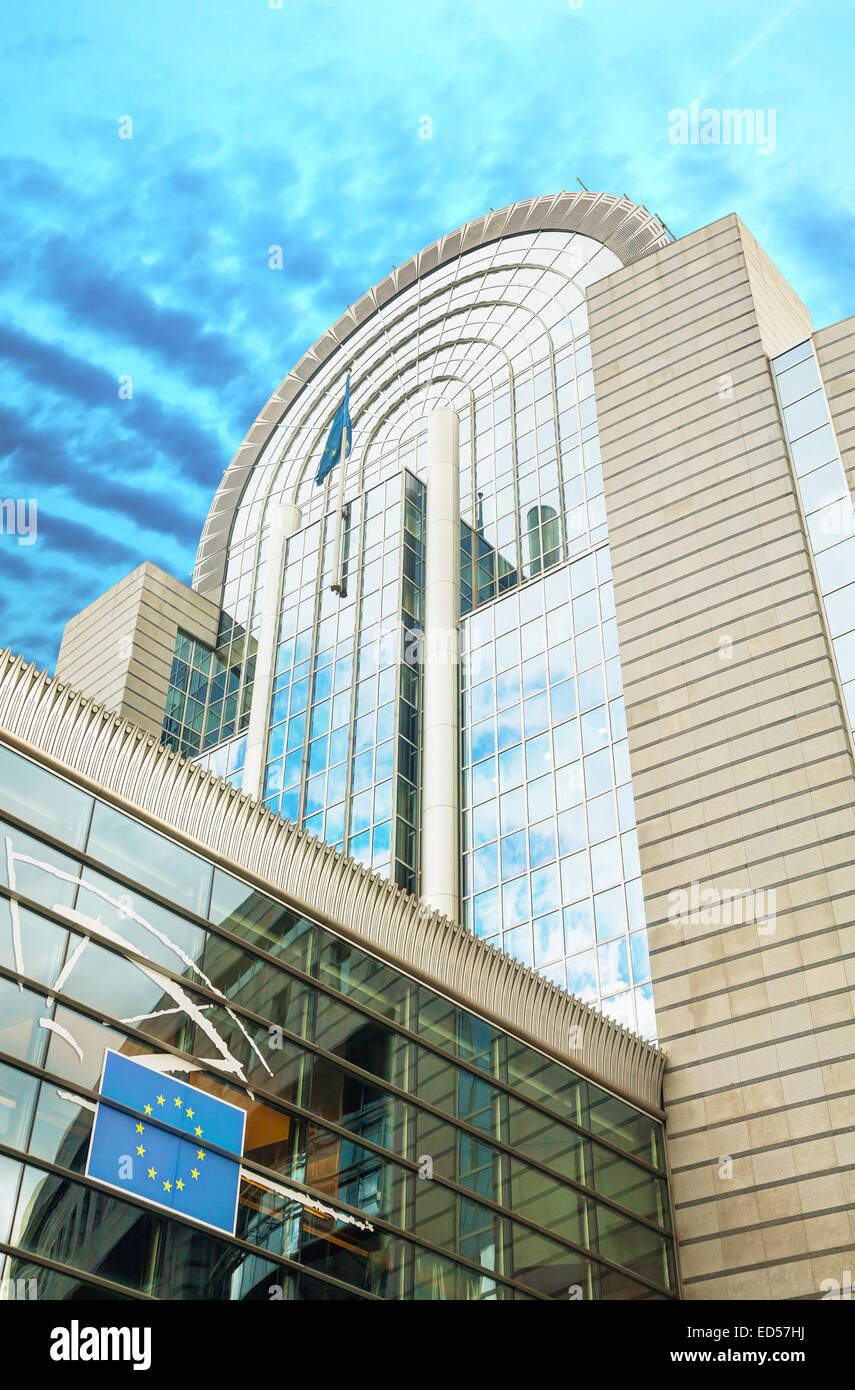 Bruxelles, 7 ottobre 2014: Edificio del Parlamento europeo il 7 ottobre 2014 a Bruxelles, in Belgio. Il Parlamento europeo è il Foto Stock
