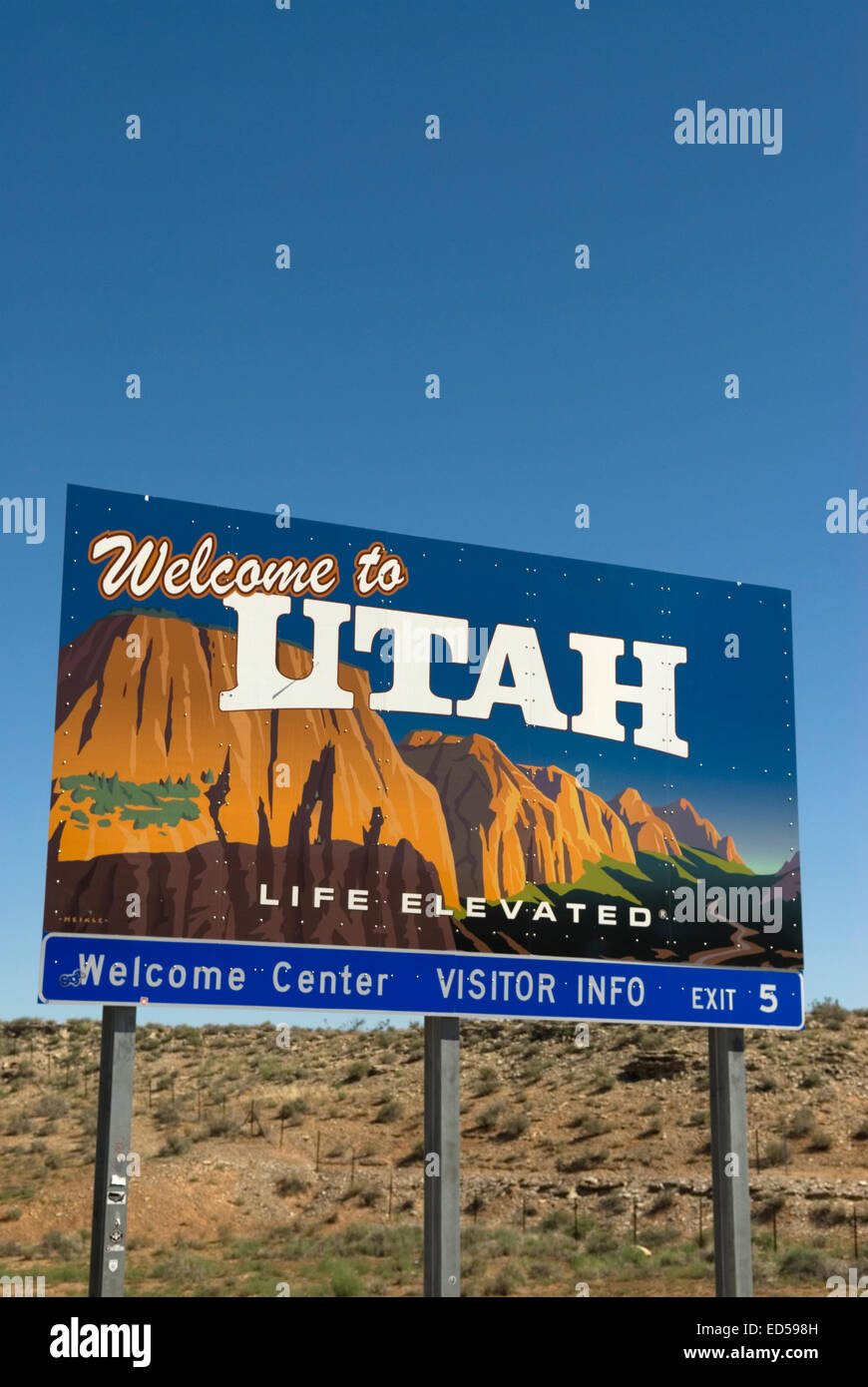 Benvenuti al segno dello Utah STATI UNITI D'AMERICA Foto Stock