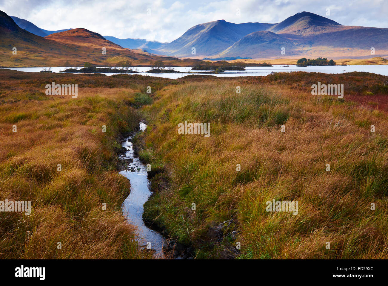 Rannoch Moor vicino a Glen Coe, Scotland, Regno Unito Foto Stock