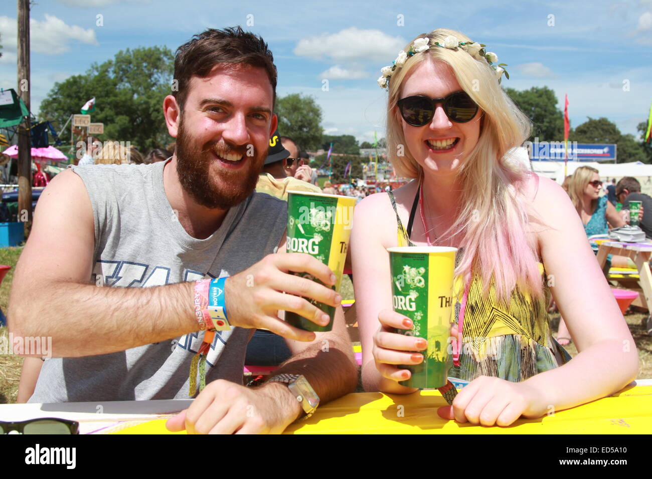 Glastonbury Festival 2014 - Atmosfera e festival-goer arrivi dove: Glastonbury, Regno Unito quando: 25 Giu 2014 Foto Stock