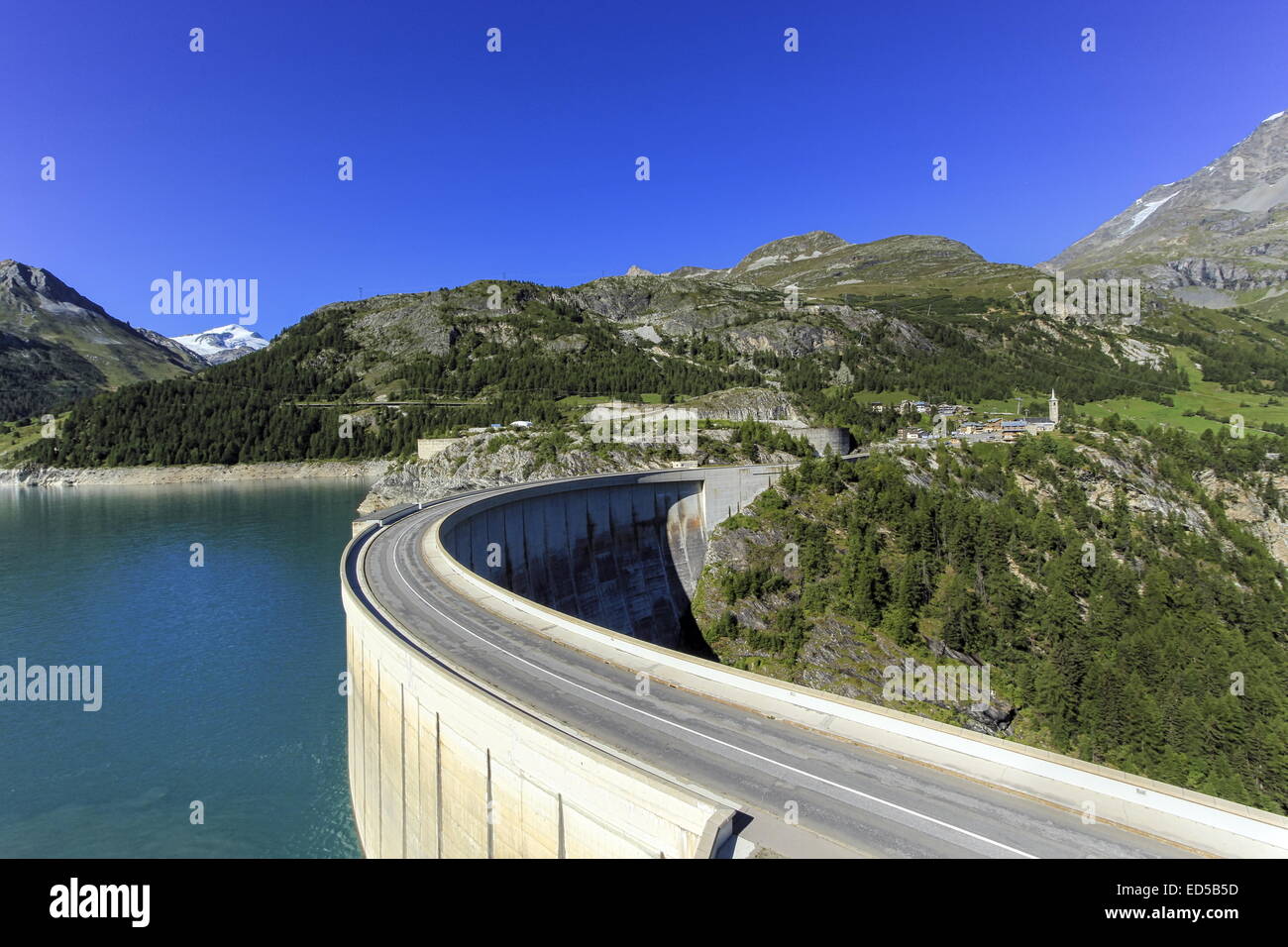 Idro-elettrica diga di Tignes dall estate, Isere valley, Savoie, Francia Foto Stock