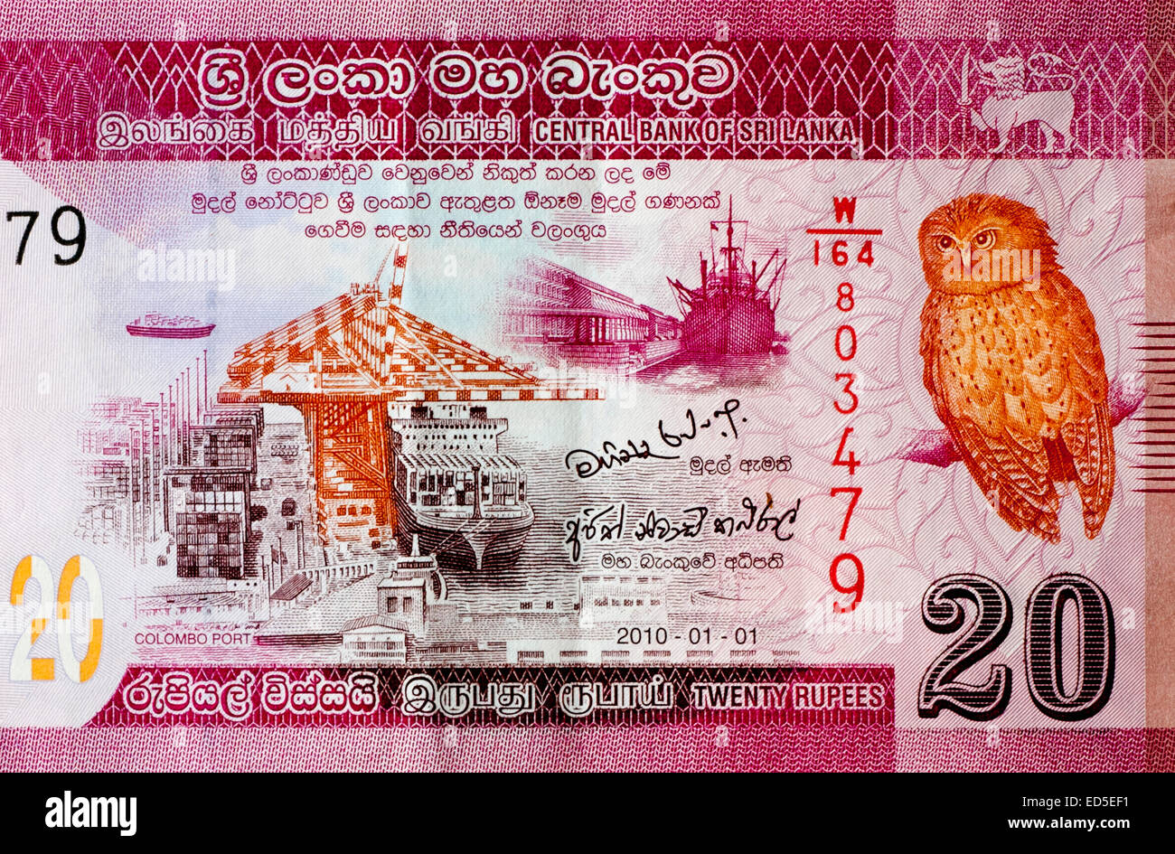 Sri Lanka 20 Venti rupie banconota Foto Stock