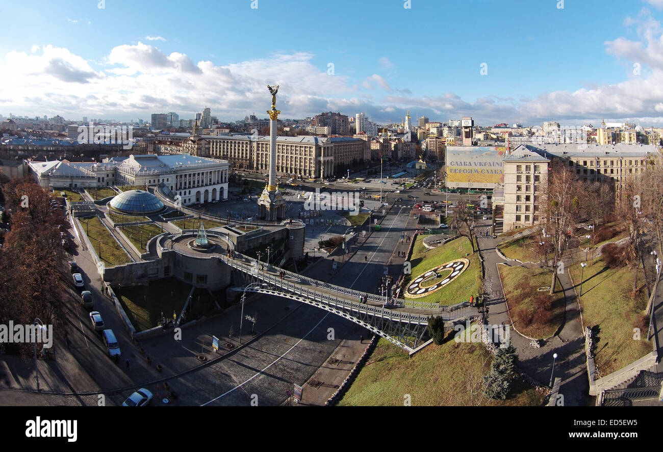 Vista aerea di Kiev, Maidan, Piazza Indipendenza Foto Stock