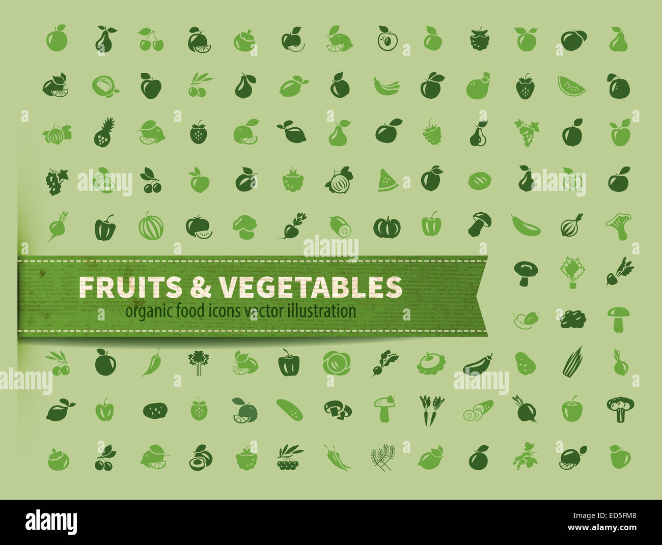 Il cibo. La frutta e la verdura icona impostare Foto Stock