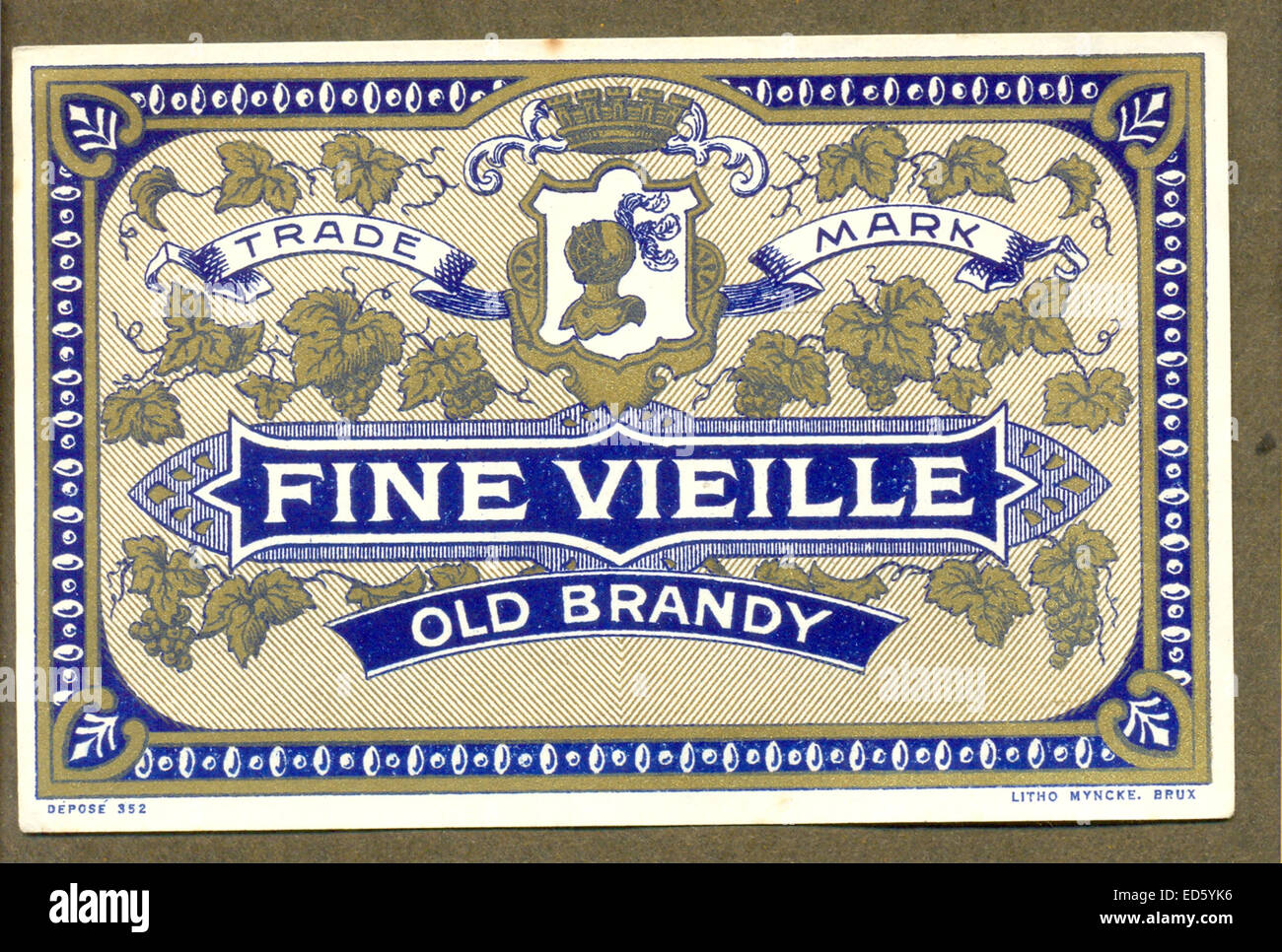 Etichetta Chromolithographed per coppia di brandy Foto Stock