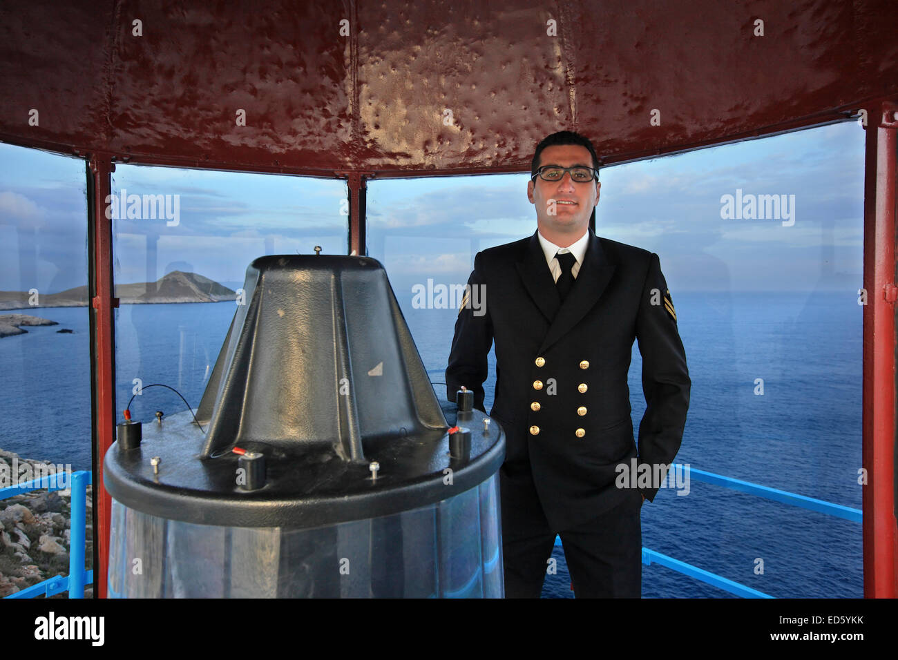 Guardiano in Akrotainaron (" Cape Tainaron' o 'Capo Matapan') sull'angolo più meridionale della regione di Mani, Peloponneso. Foto Stock