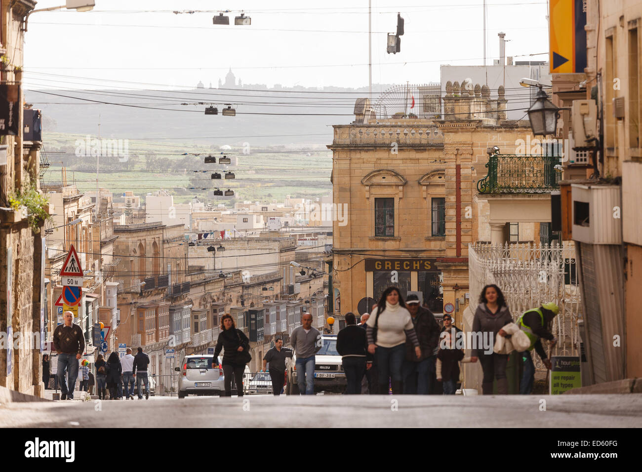 Street. Il villaggio di Victoria. Isola di Gozo. Malta. Europa Foto Stock