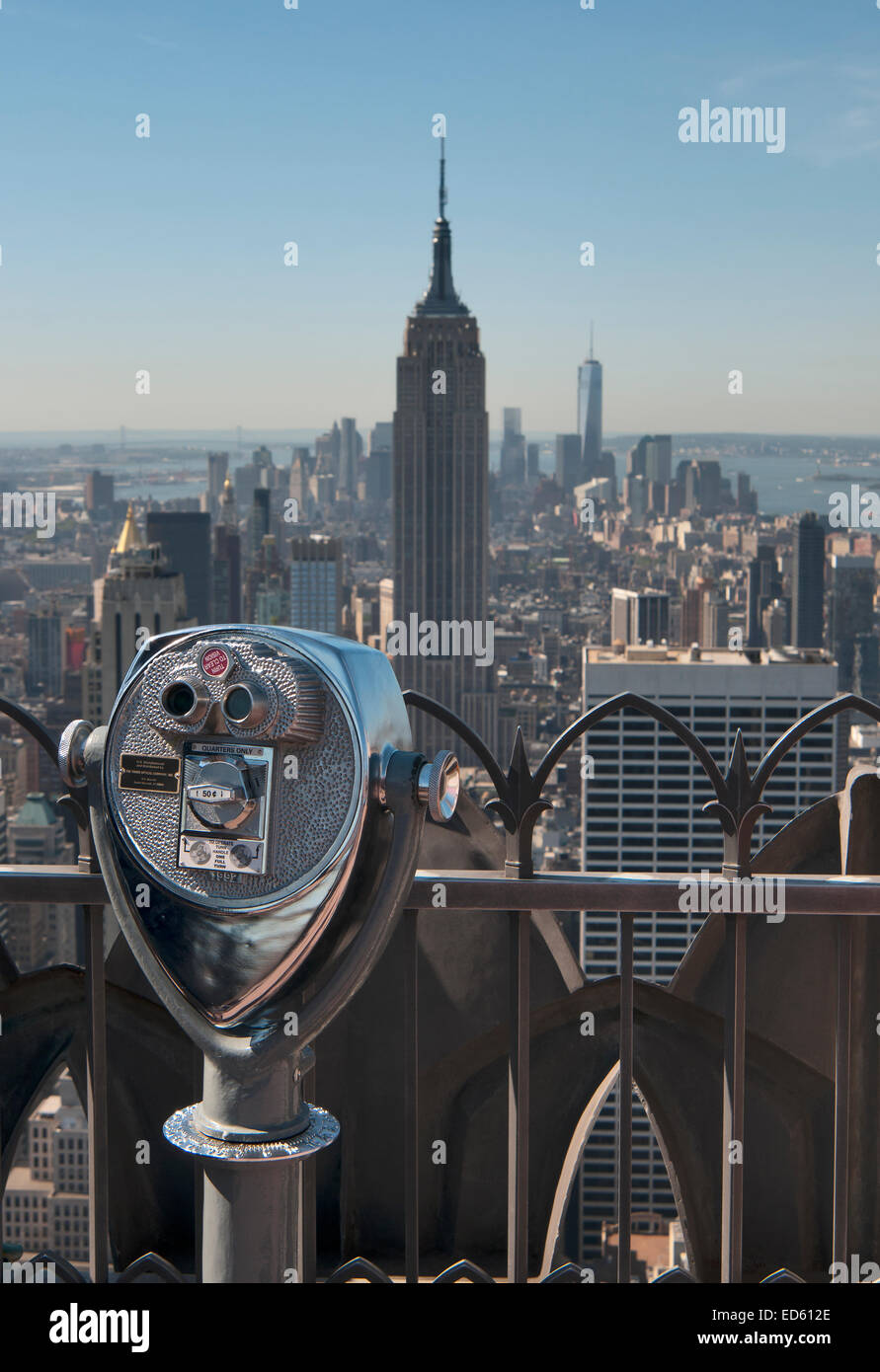 'Top del Rock' La vista dalla cima del Rockefeller Center Manhattan New York STATI UNITI D'AMERICA Foto Stock