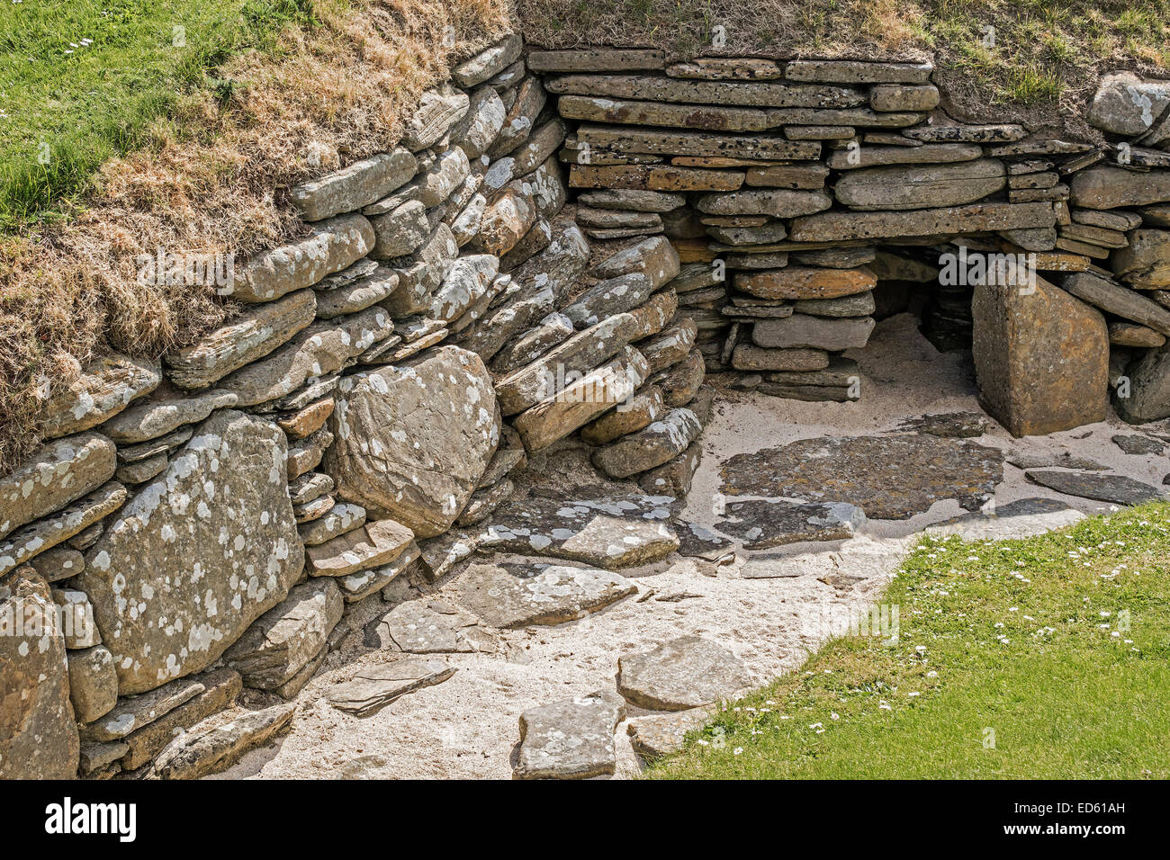 Villaggio neolitico di Skara Brae Orkney Islands UK Foto Stock