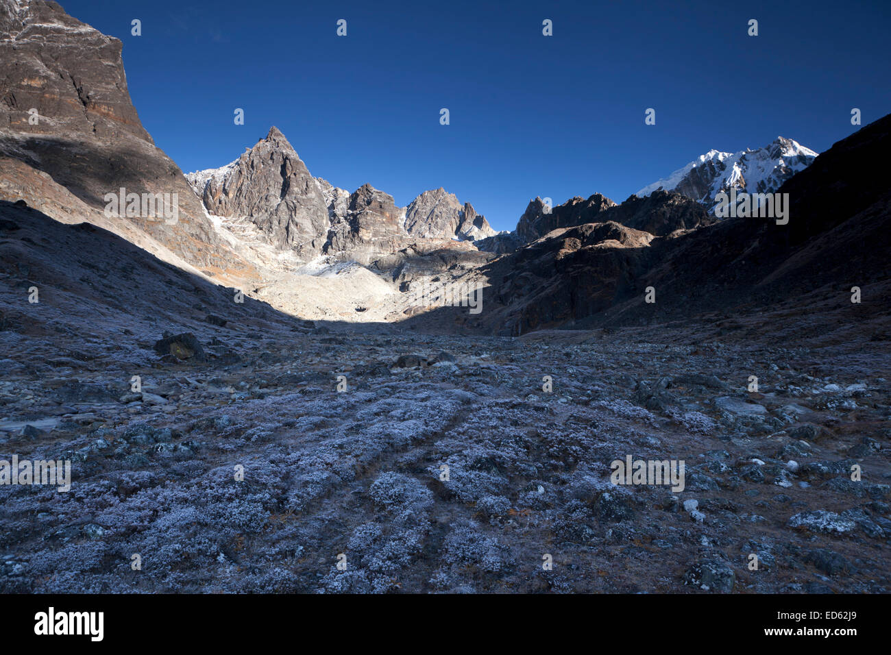 Approccio al Cho La Pass (lato est) Parco Nazionale di Sagarmatha, Nepal. Foto Stock