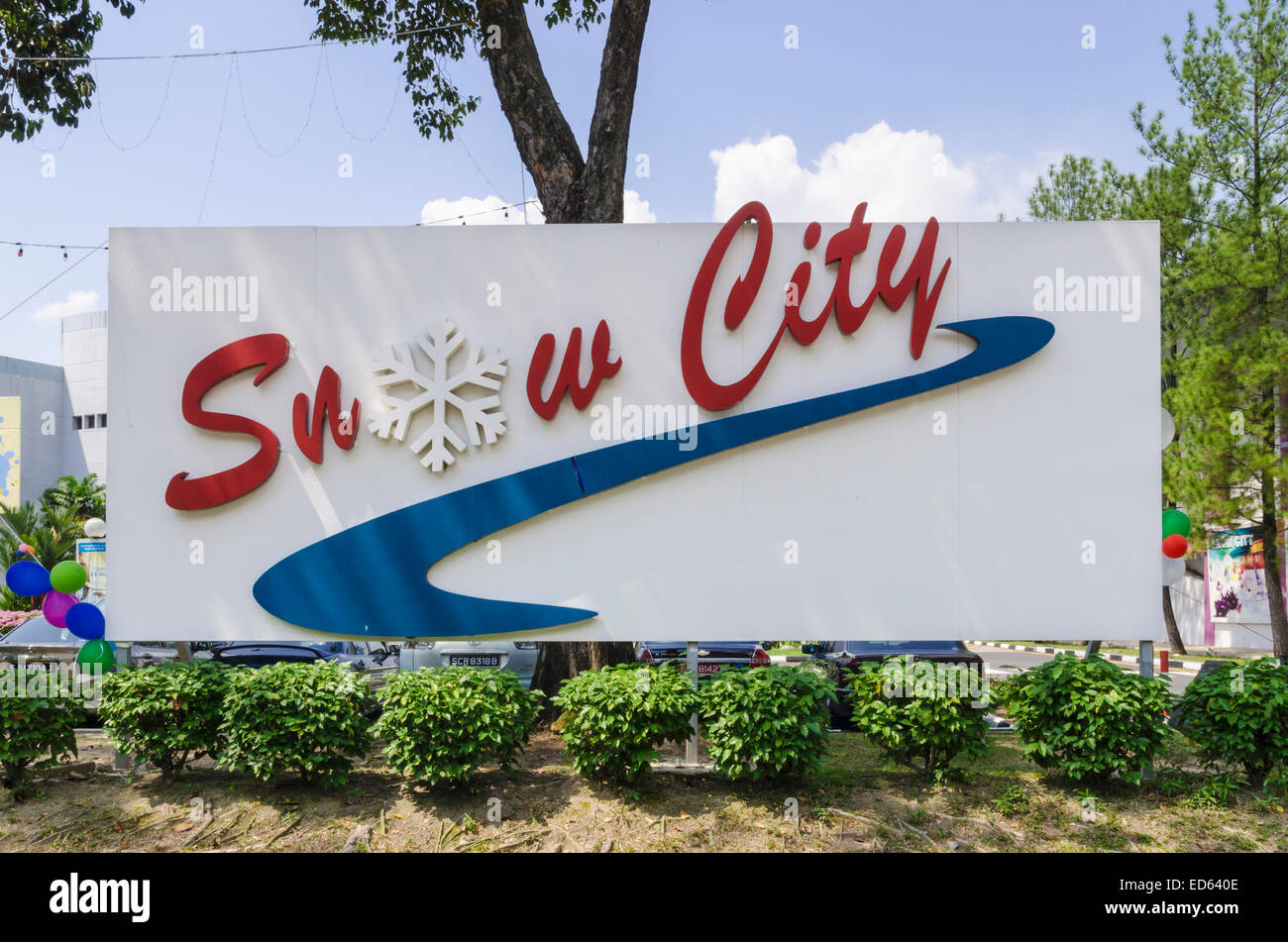 La città di neve firmare al Science Centre in Singapore Jurong East, Singapore Foto Stock