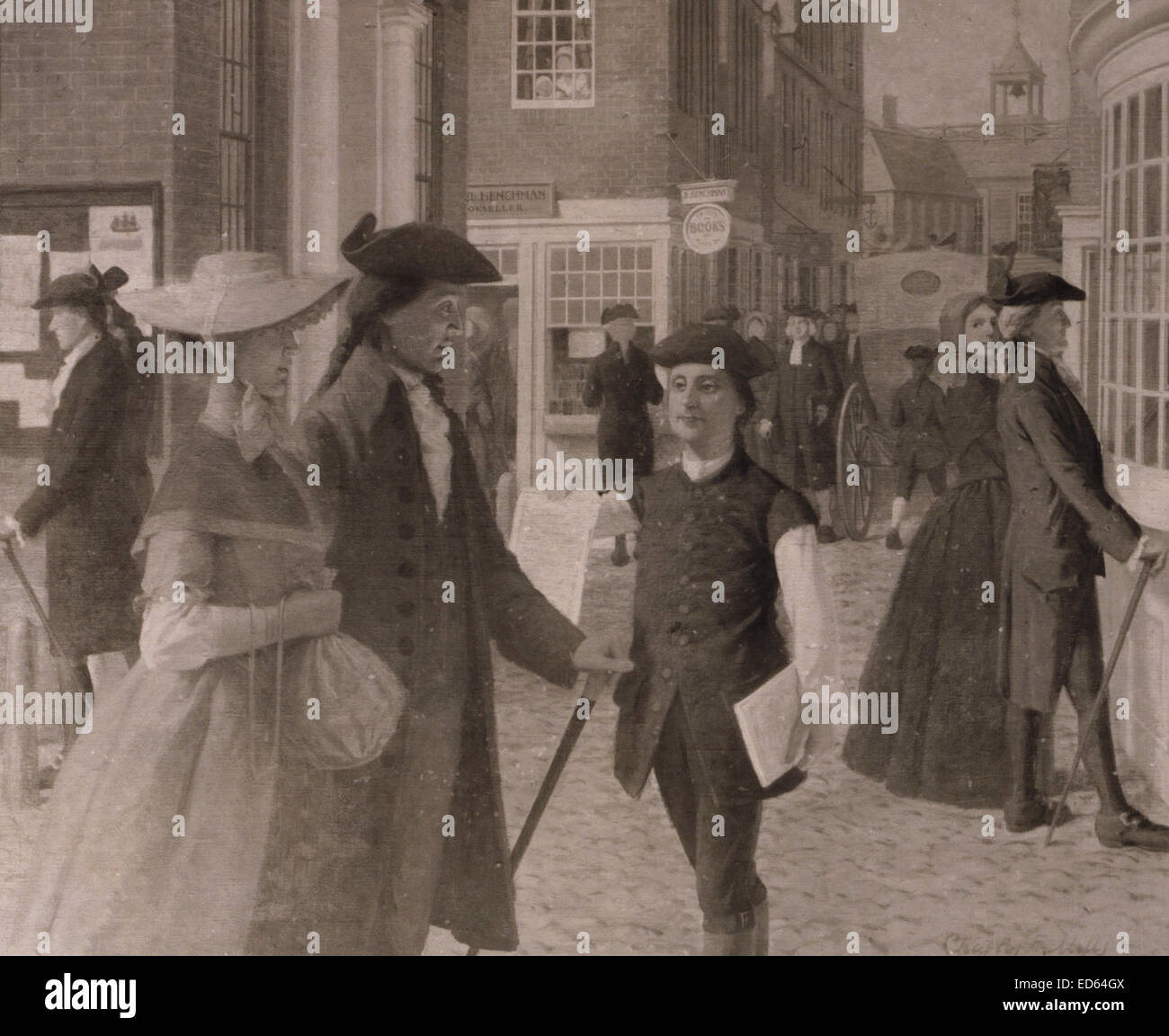 Benjamin Franklin la vendita della sua ballate per le strade di Boston, c1914, stampa fotografica Foto Stock