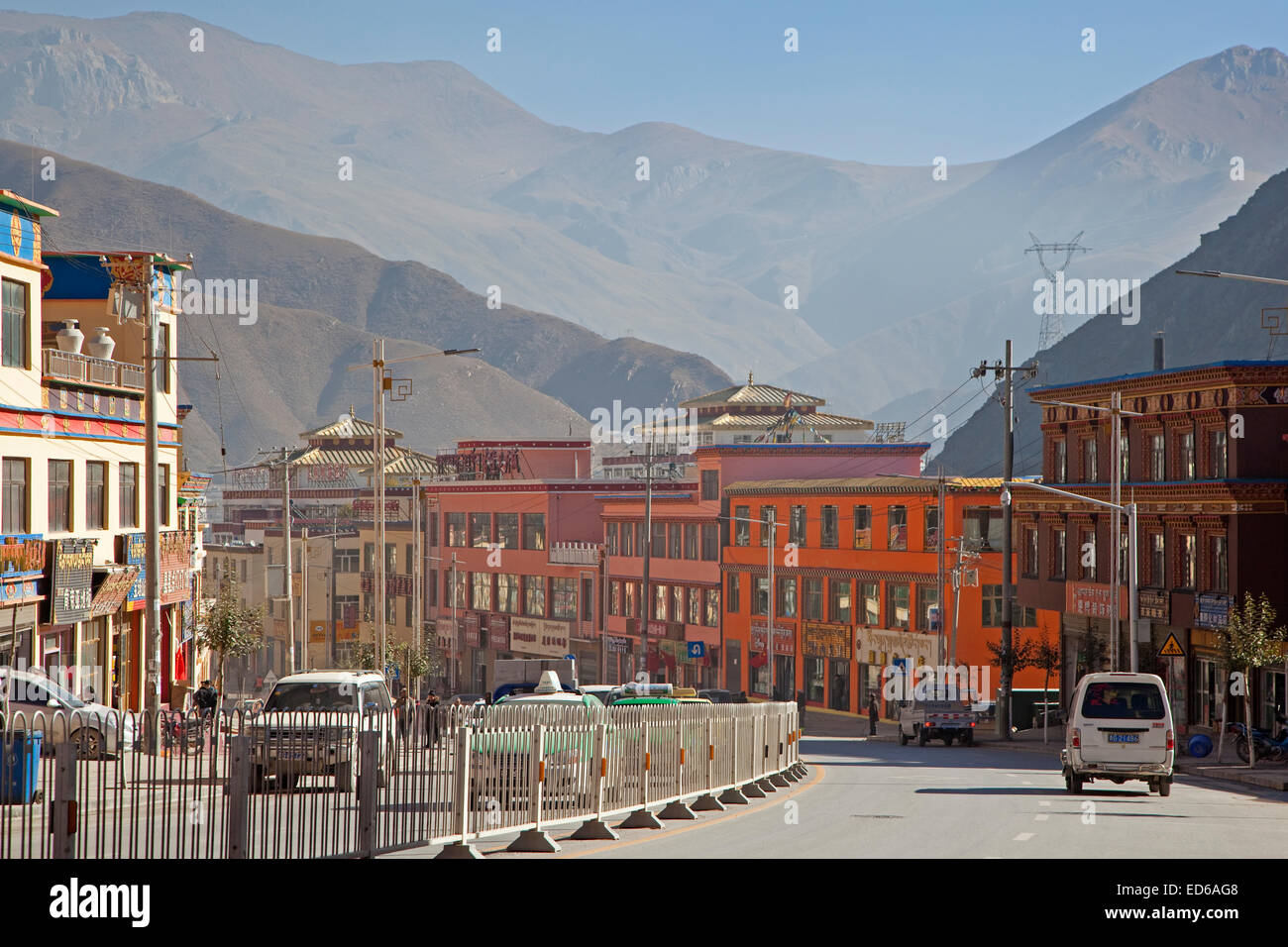 Yushu città dopo il terremoto del 2010, Provincia di Qinghai, Cina Foto Stock