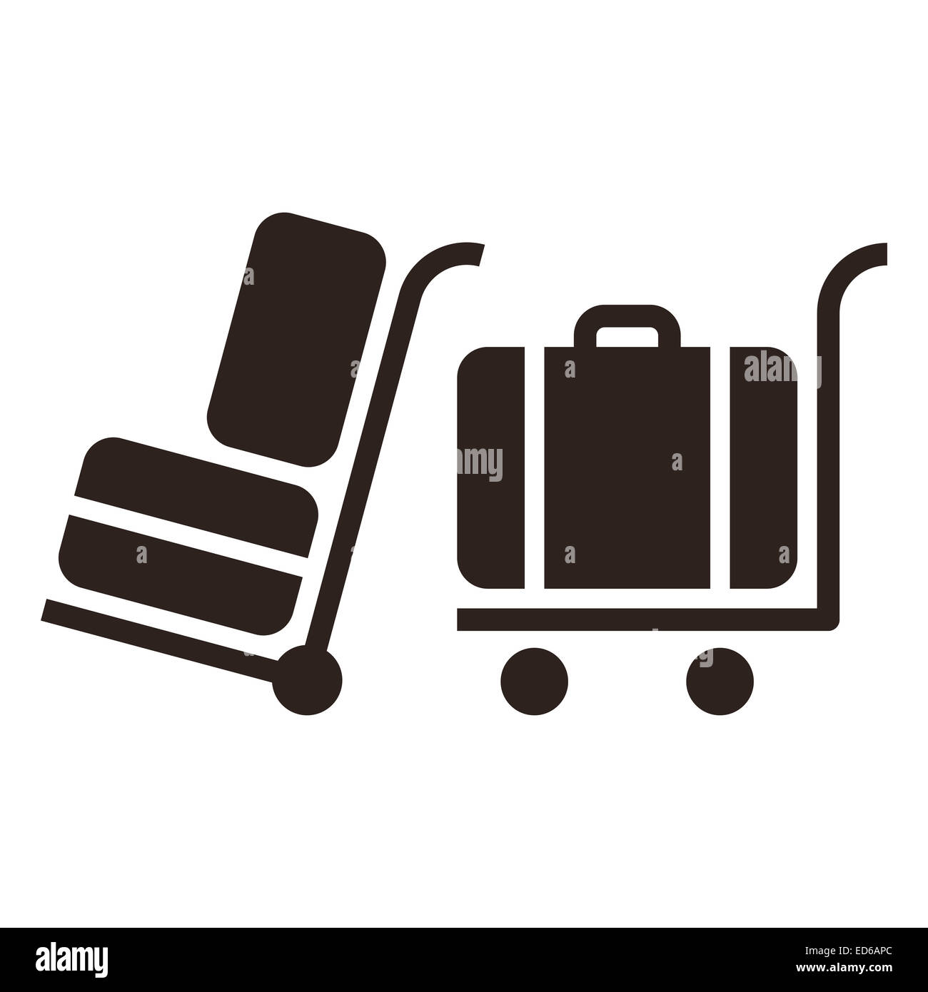 Carrello Bagagli - Icone di viaggio isolato su sfondo bianco Foto Stock