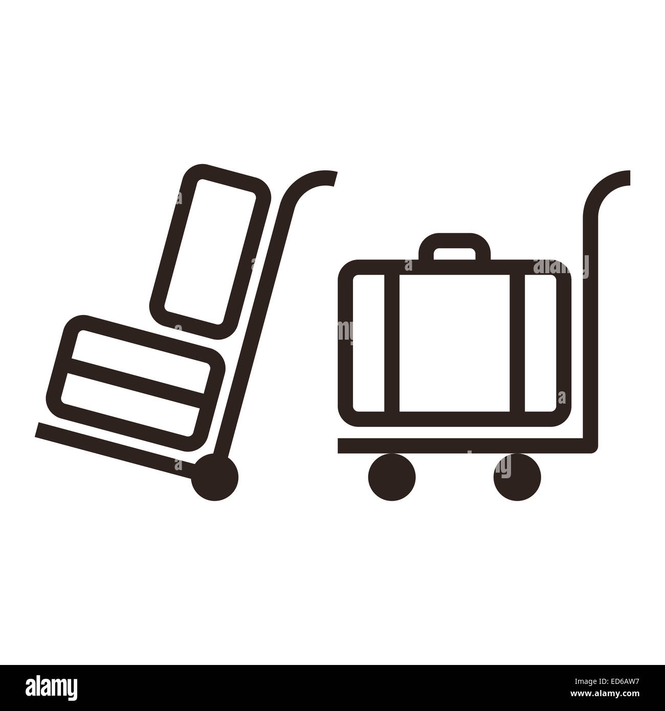 Carrello Bagagli - Icone di viaggio isolato su sfondo bianco Foto Stock