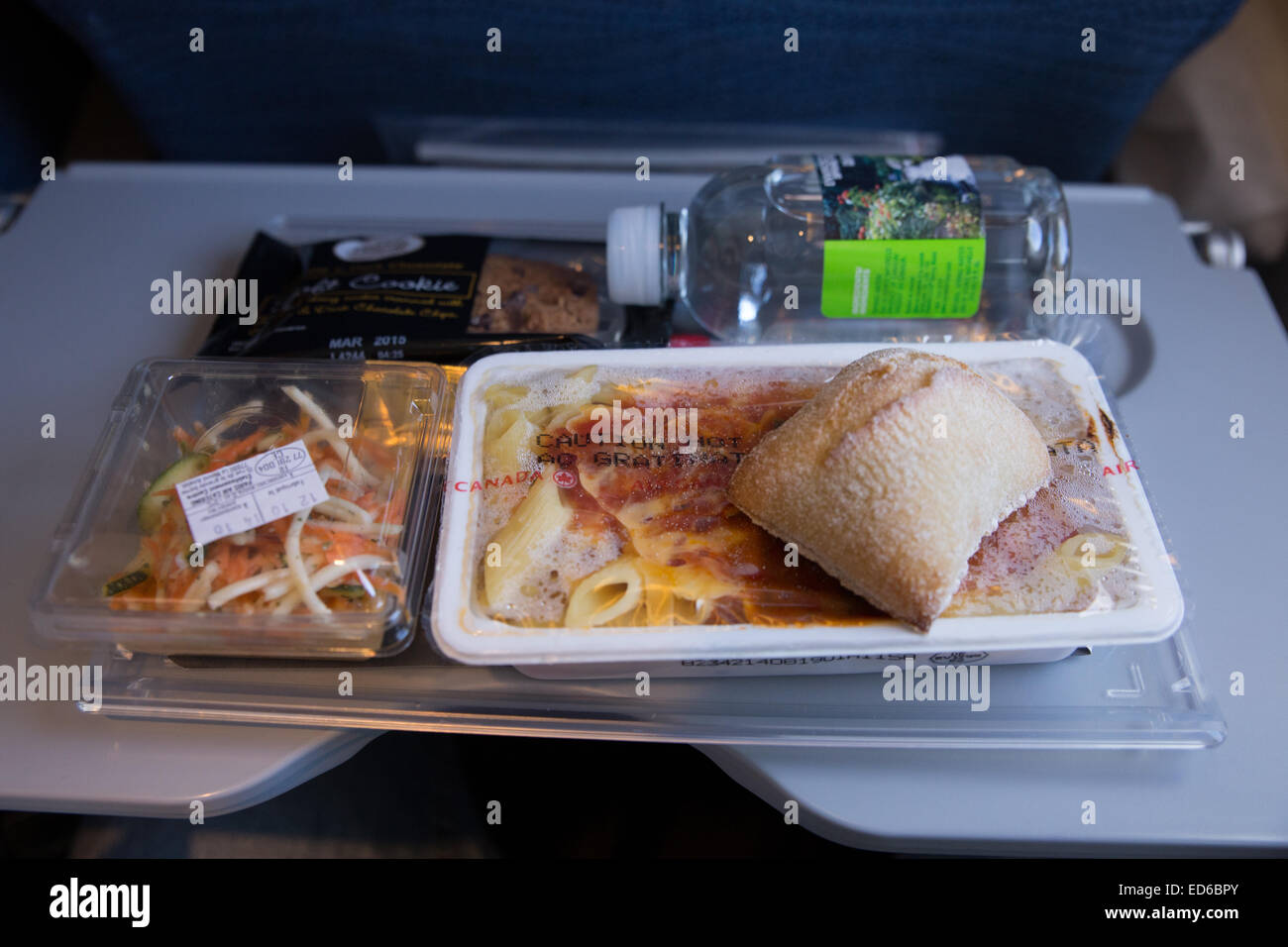 Pasto di compagnie aeree in volo di pranzo Foto Stock