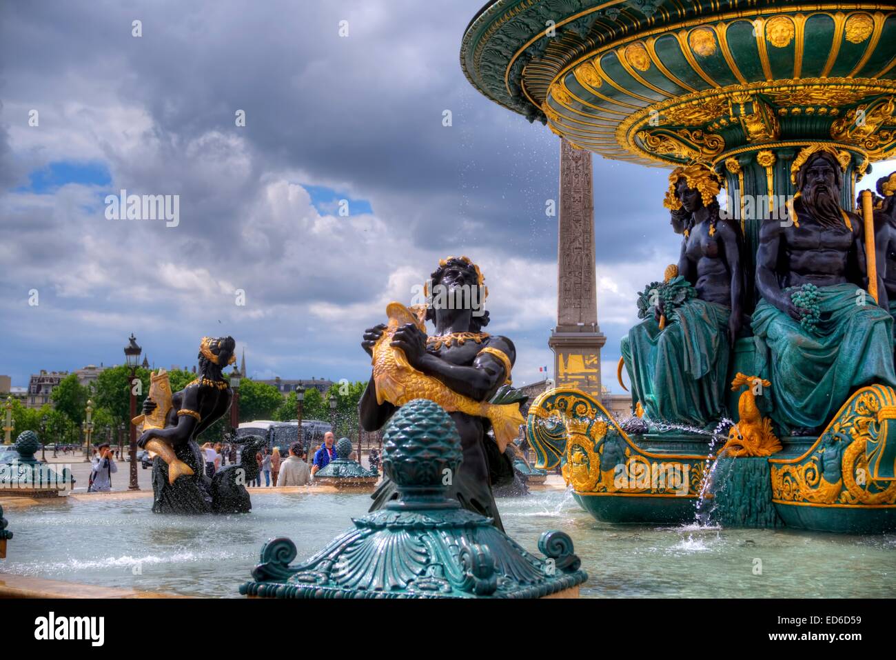 Fontaine des Fleuves a Parigi, Francia Foto Stock