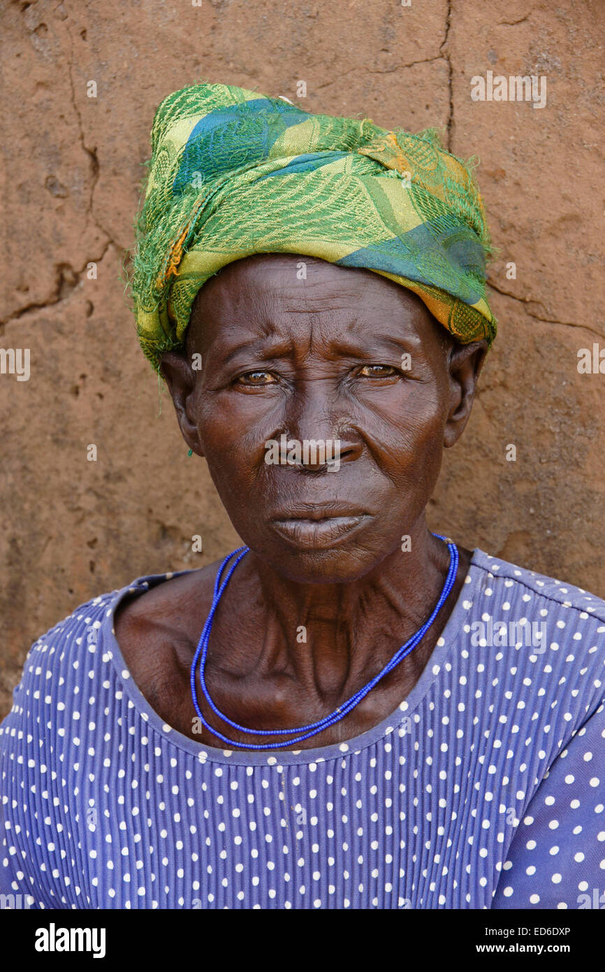 Donna anziana del Gambaga, Ghana Foto Stock