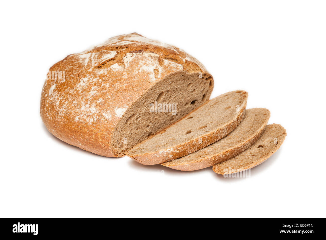 Fette di pane su sfondi bianchi Foto Stock