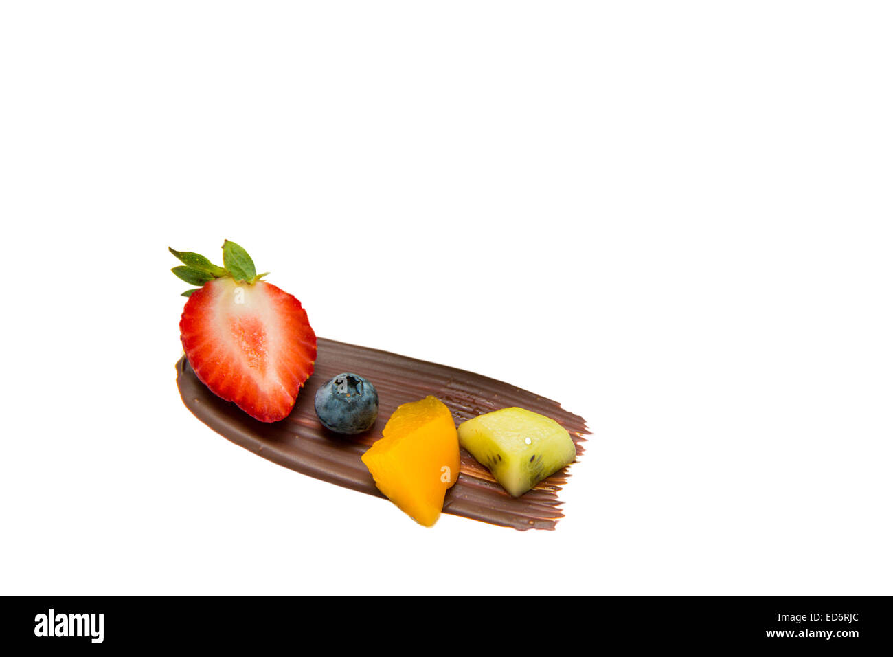 Il dessert cibo sulla piastra bianca con la texture di sfondo. Foto Stock