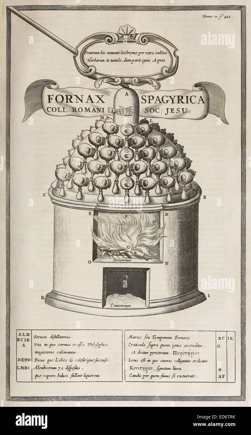 Xvii secolo illustrazione di un forno Spagyrical. Vedere la descrizione per maggiori informazioni. Foto Stock