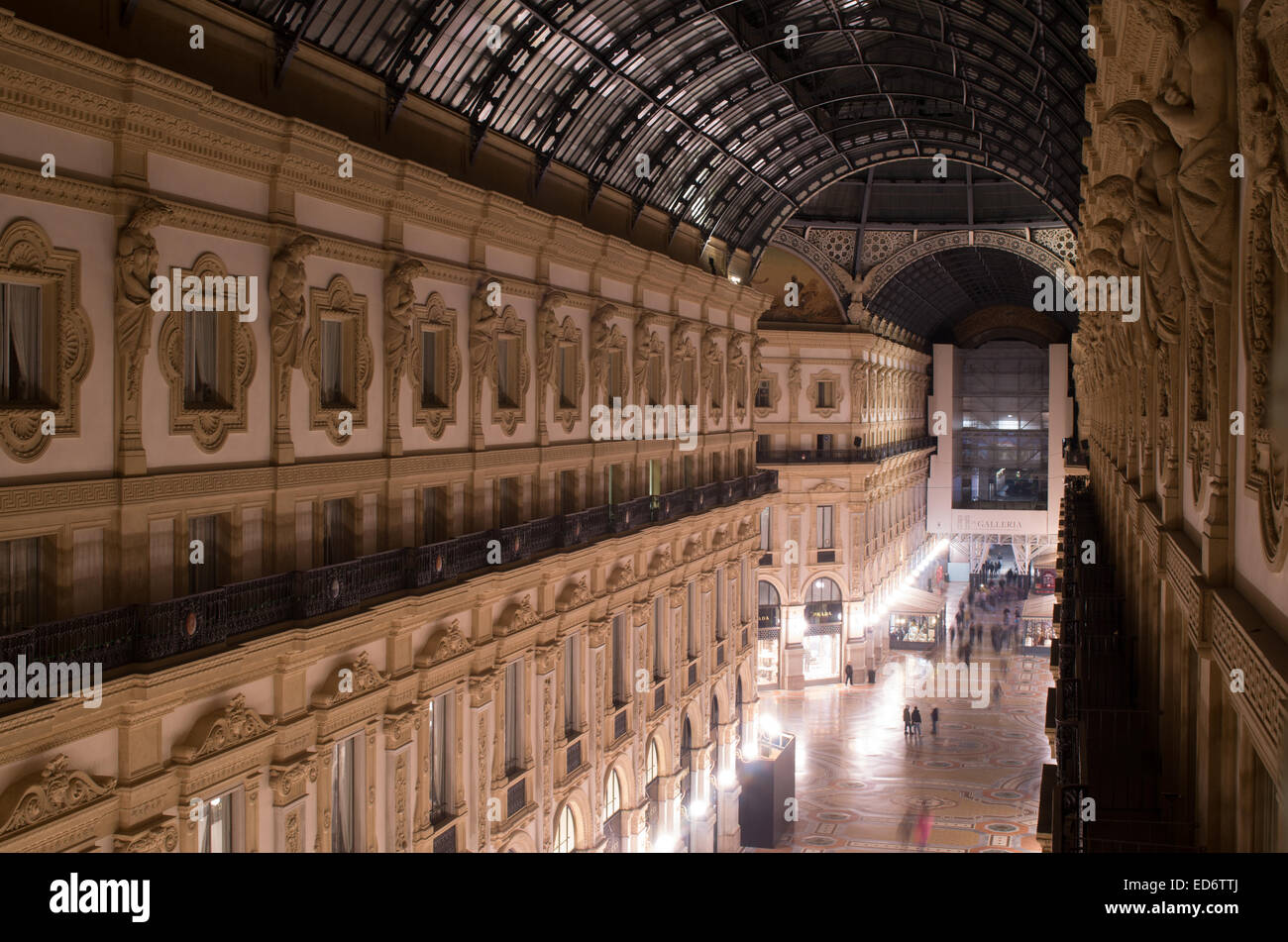 Vista superiore della Galleria Vittorio Emanuele II, Milano, Italia Foto Stock