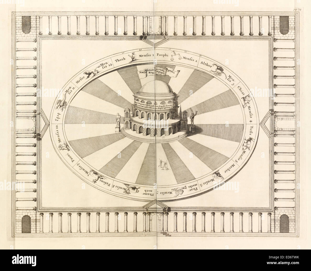 Xvii secolo illustrazione del Mausoleo di Mendes. Vedere la descrizione per maggiori informazioni. Foto Stock