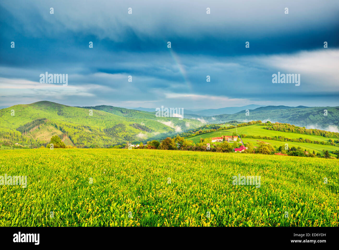 Paesaggio, Paesaggio protetto Area Karpaty biliare, Bianco Carpazi, Zitkova, Repubblica Ceca Foto Stock