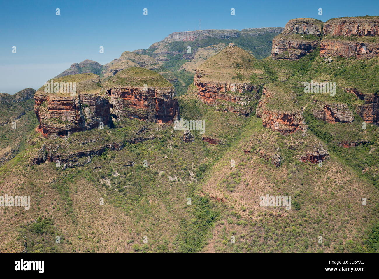 Blyde River Canyon, a tre Rondavels, maggiore Drakensberg, Sud Africa Foto Stock