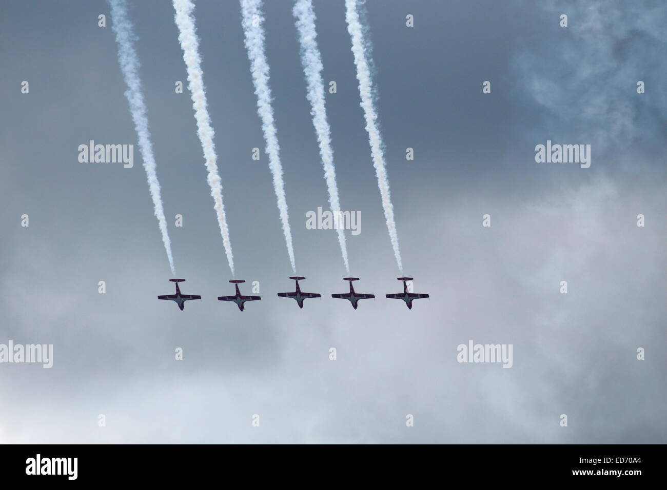 Le forze canadesi Snowbirds aerobatic team air show, Bromont, Eastern Townships, Provincia di Quebec, Canada Foto Stock