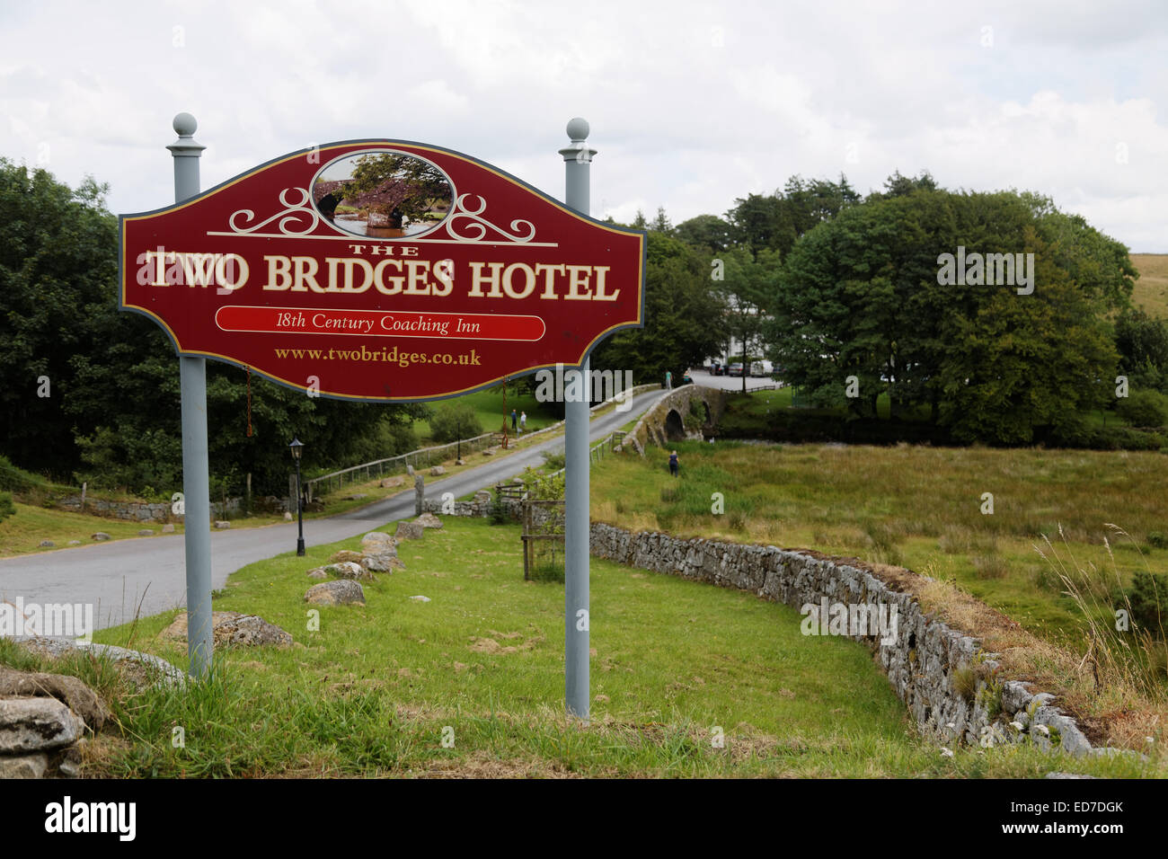 Segno in Hotel Due Ponti, Dartmoor Devon, Regno Unito. Foto Stock