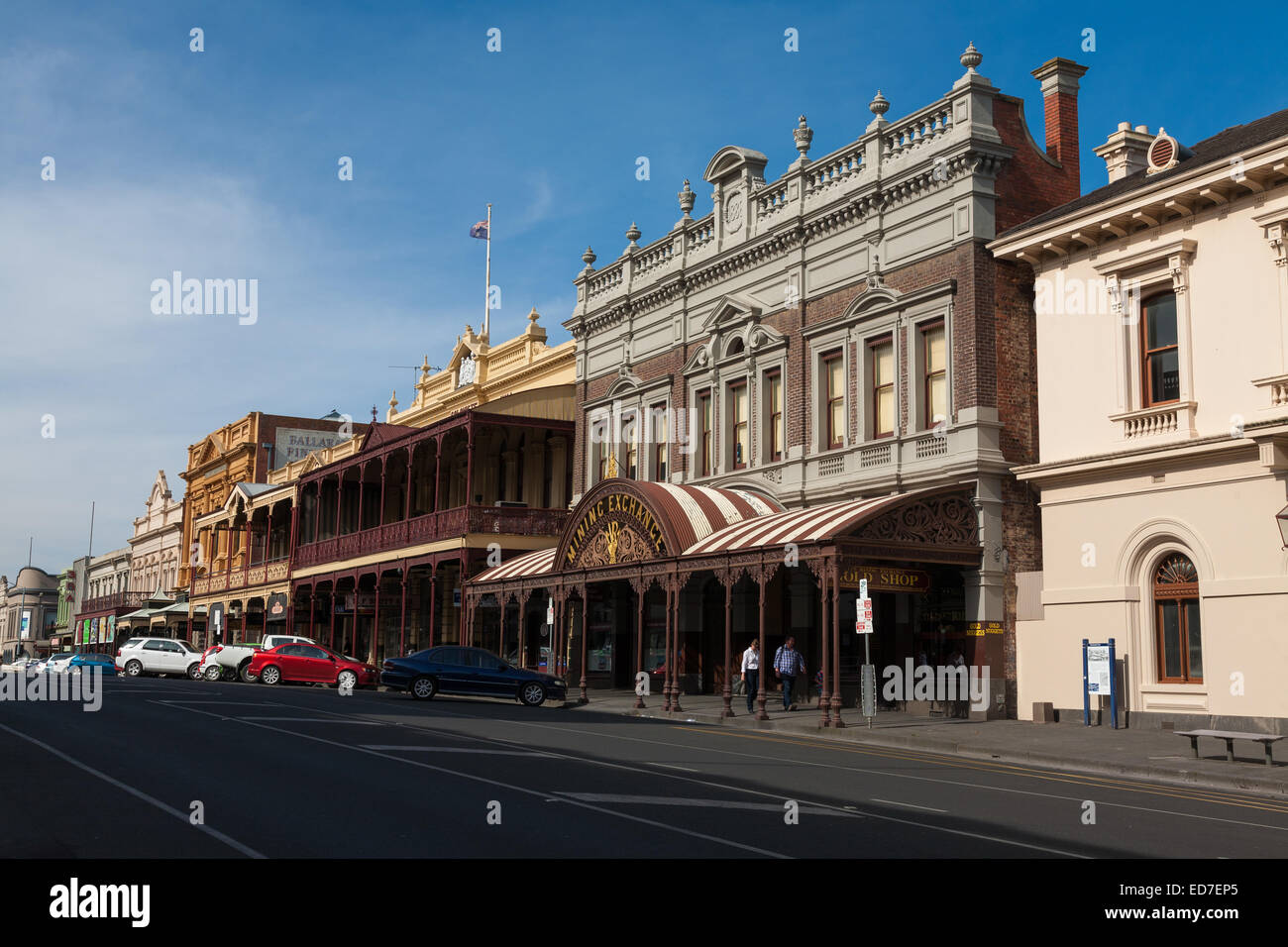 Storico scambio di data mining facciate vittoriane in Lydiard Street North Ballarat Victoria Australia Foto Stock