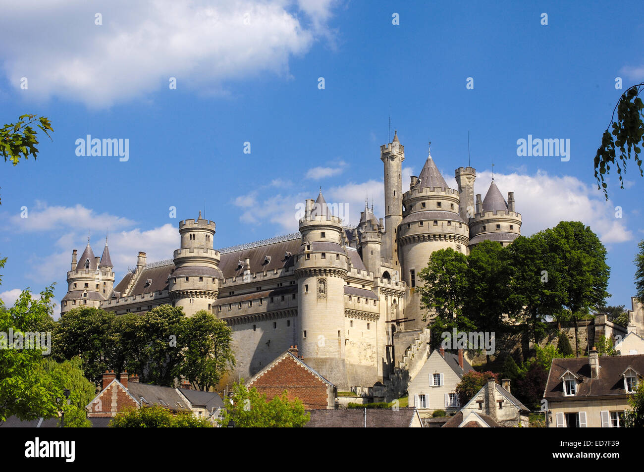 Il castello di Pierrefonds, Chateau de Pierrefonds, regione Piccardia, in Francia, in Europa Foto Stock