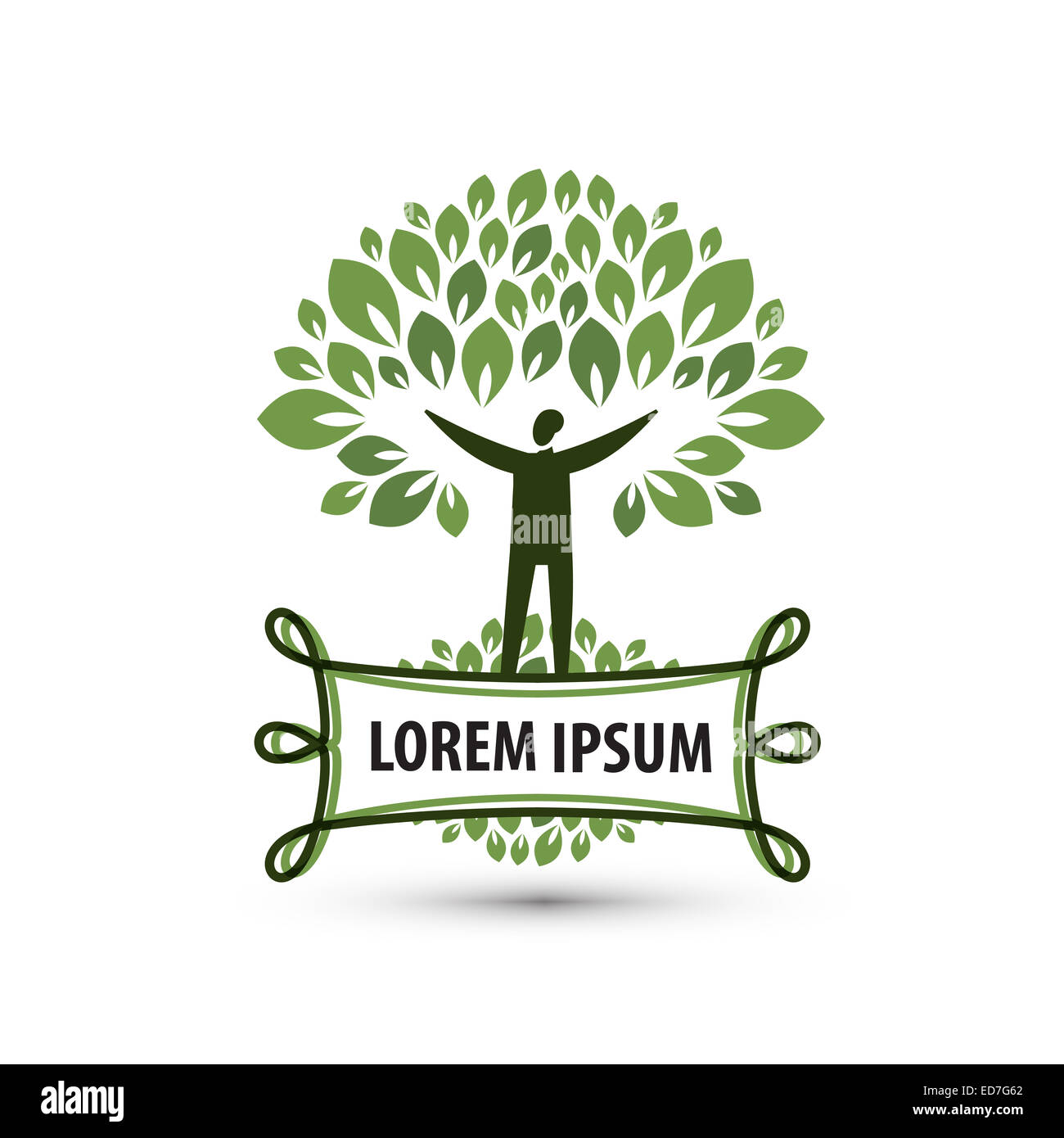 Prodotto naturale. La natura e l'uomo. Logo, icona, emblema, modello Foto Stock