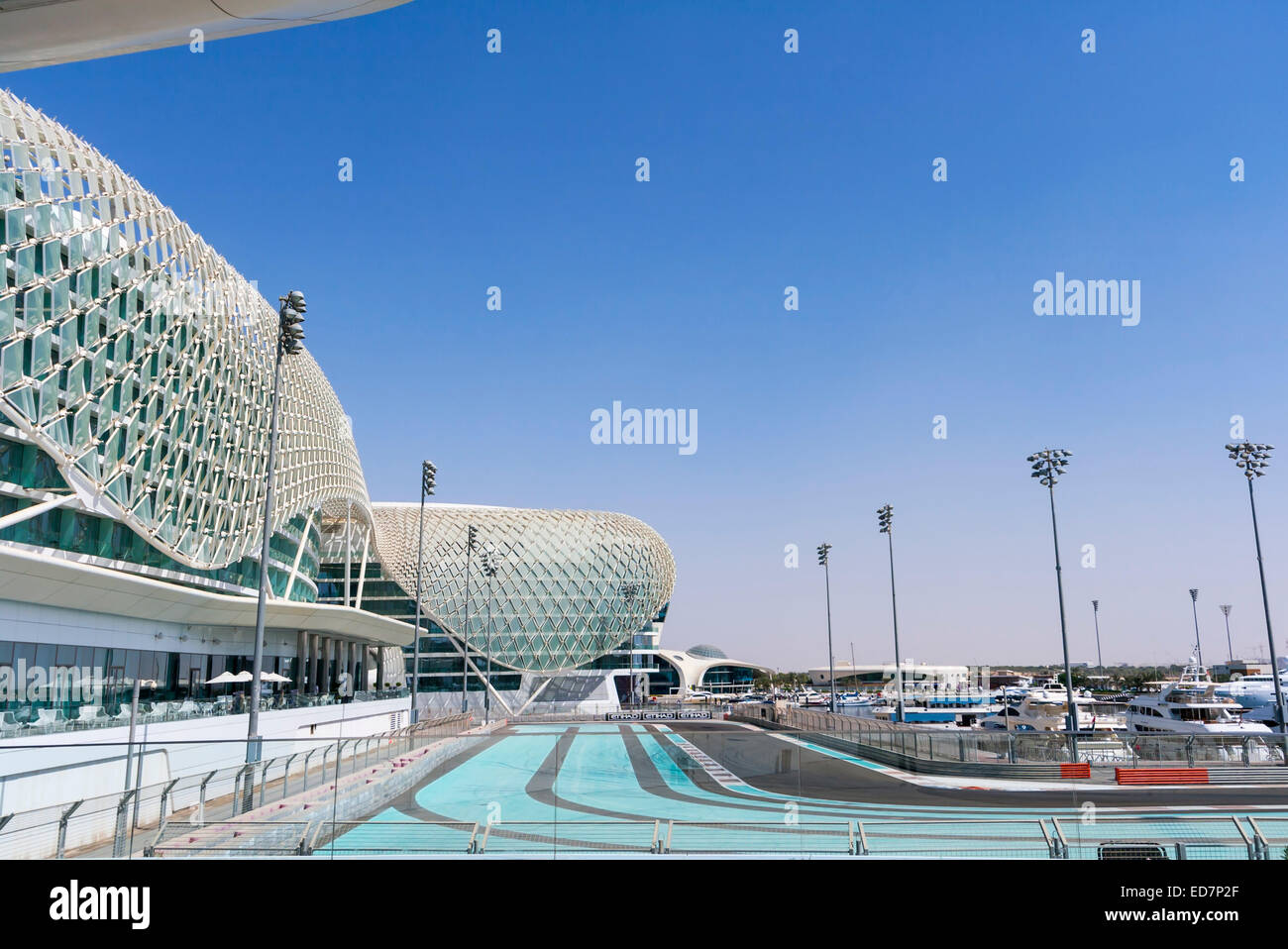 Abu Dhabi, negli Emirati Arabi Uniti. Il FI Yas Marina Circuit. Foto Stock