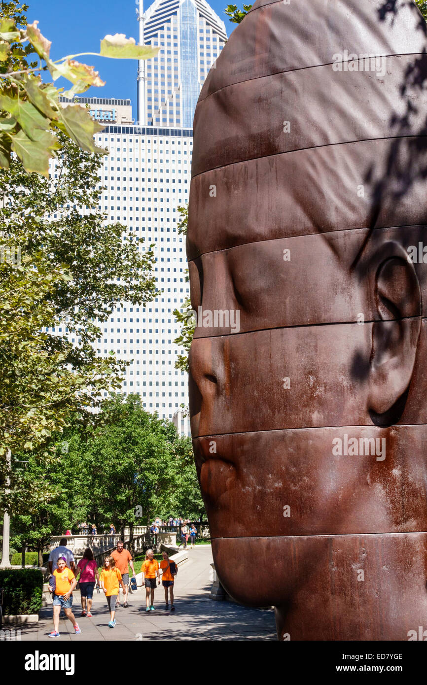 Chicago Illinois, Loop, Millennium Park, Jaume Plensa artista installazione testa gigante, scultura, IL140906075 Foto Stock