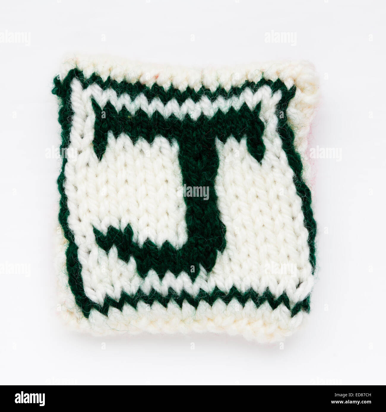 La lettera J a maglia lettering di lana. Foto Stock