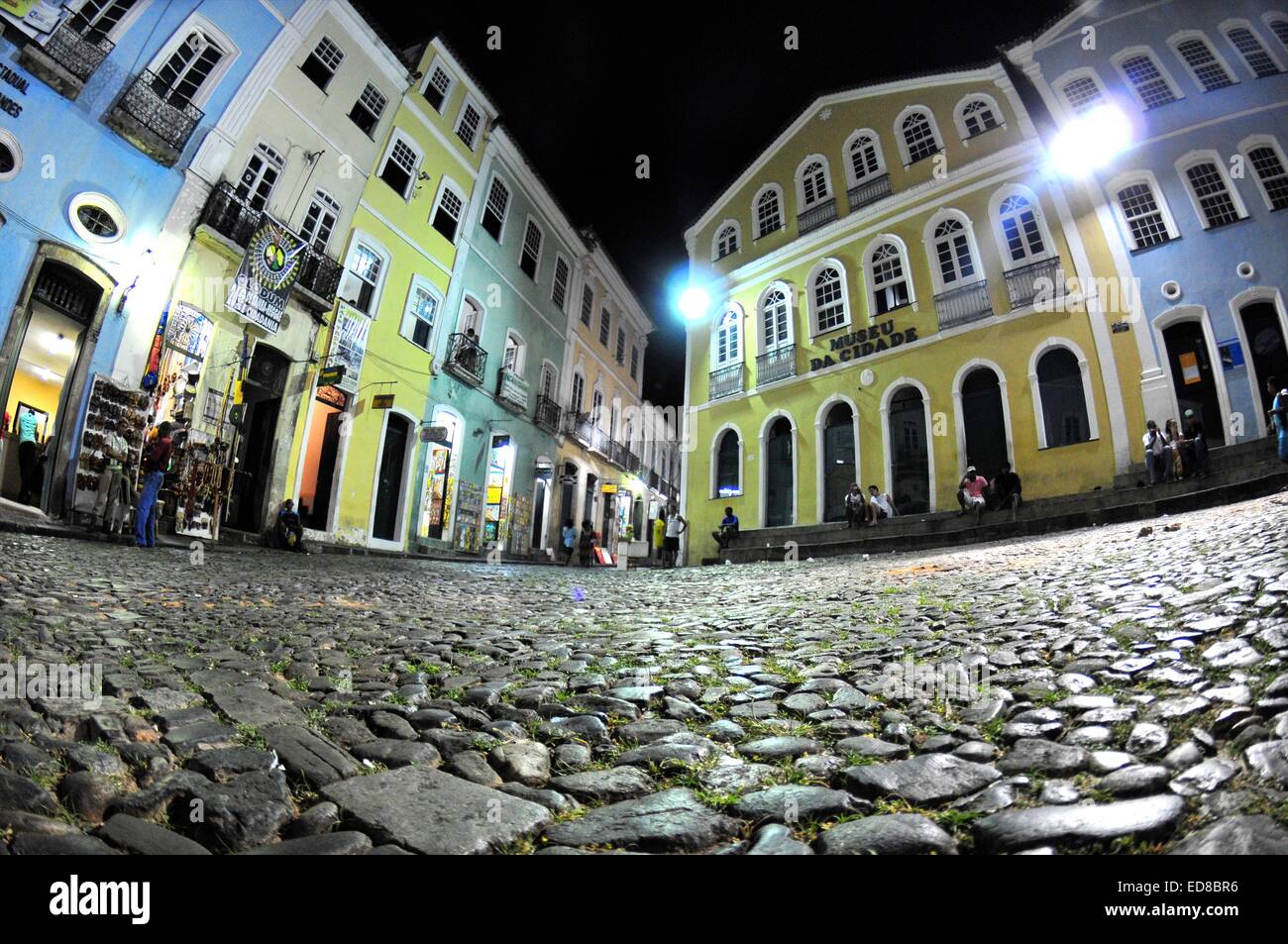 Vista notturna al Pelourinho di Salvador de Bahia, Brasile Foto Stock