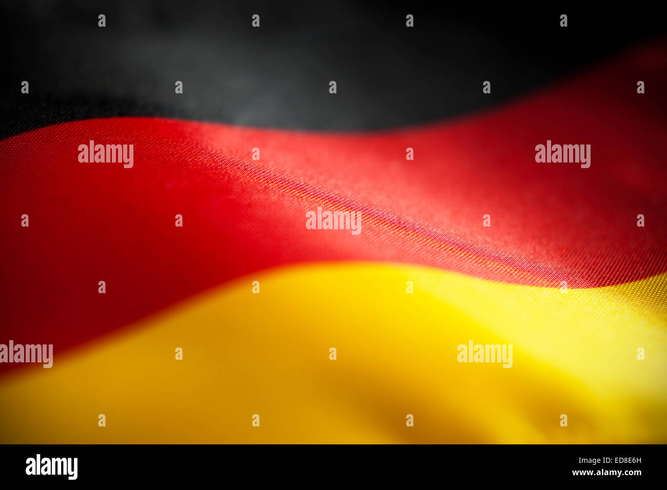 Abstract vista macro di bandiera tedesca con profondità di campo ridotta. Foto Stock