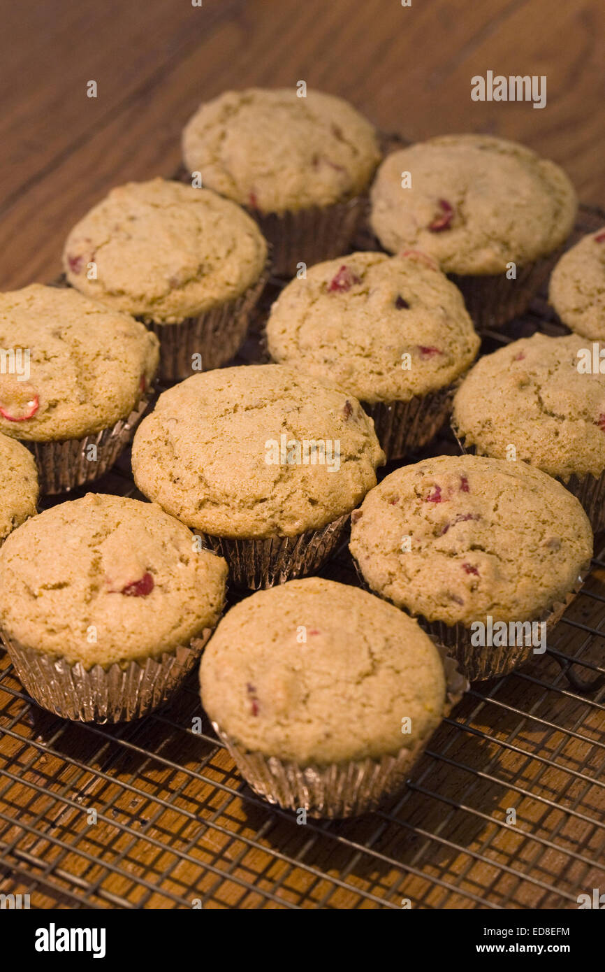 Muffin su un vassoio di raffreddamento Foto Stock