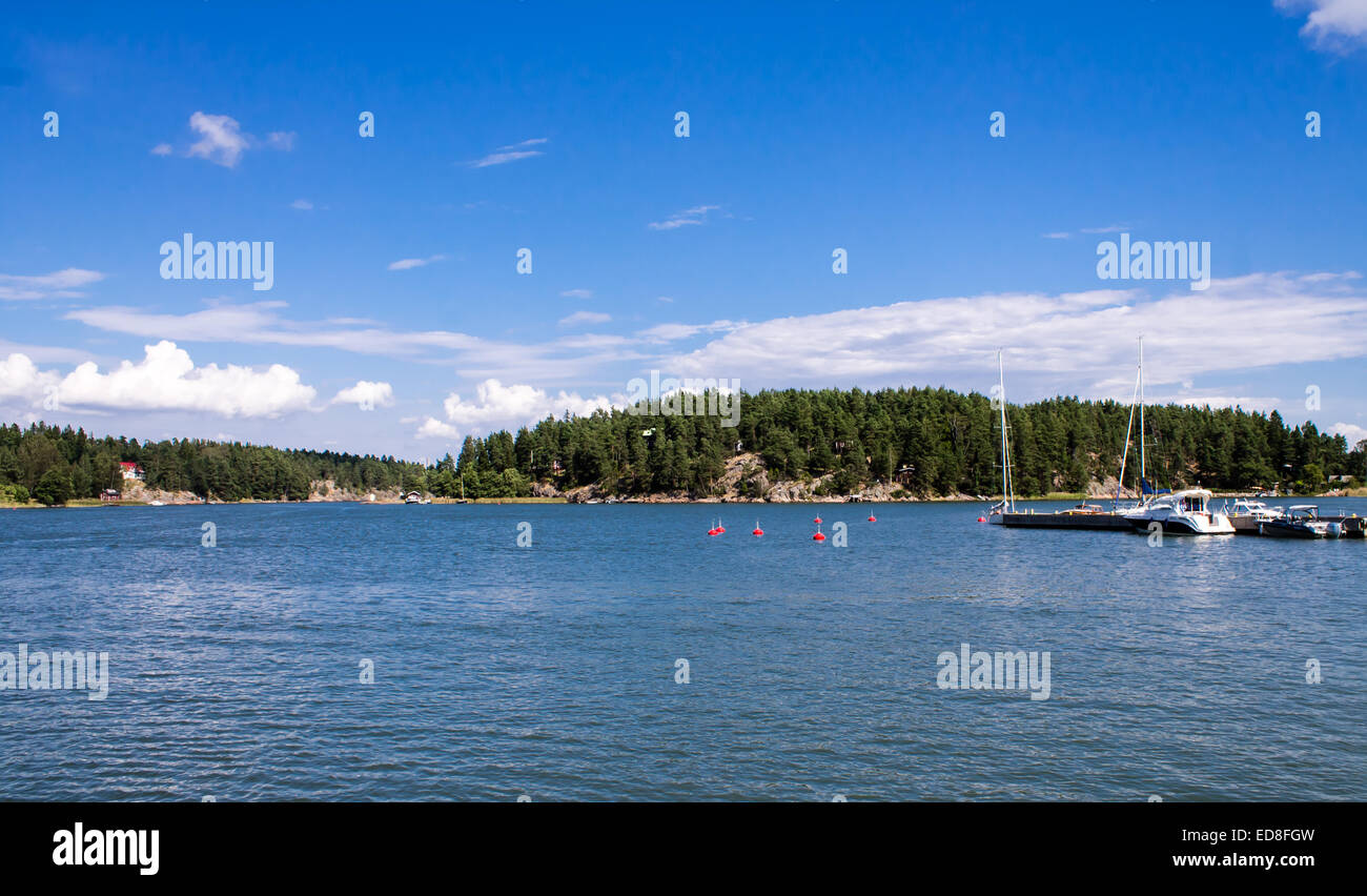 Arcipelago nel Golfo di Finlandia del Mar Baltico. Foto Stock