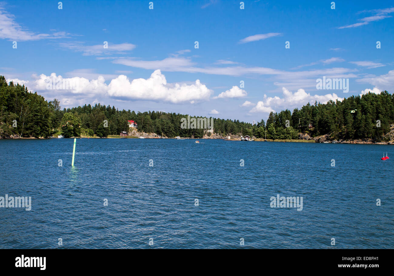 Arcipelago nel Golfo di Finlandia del Mar Baltico. Foto Stock